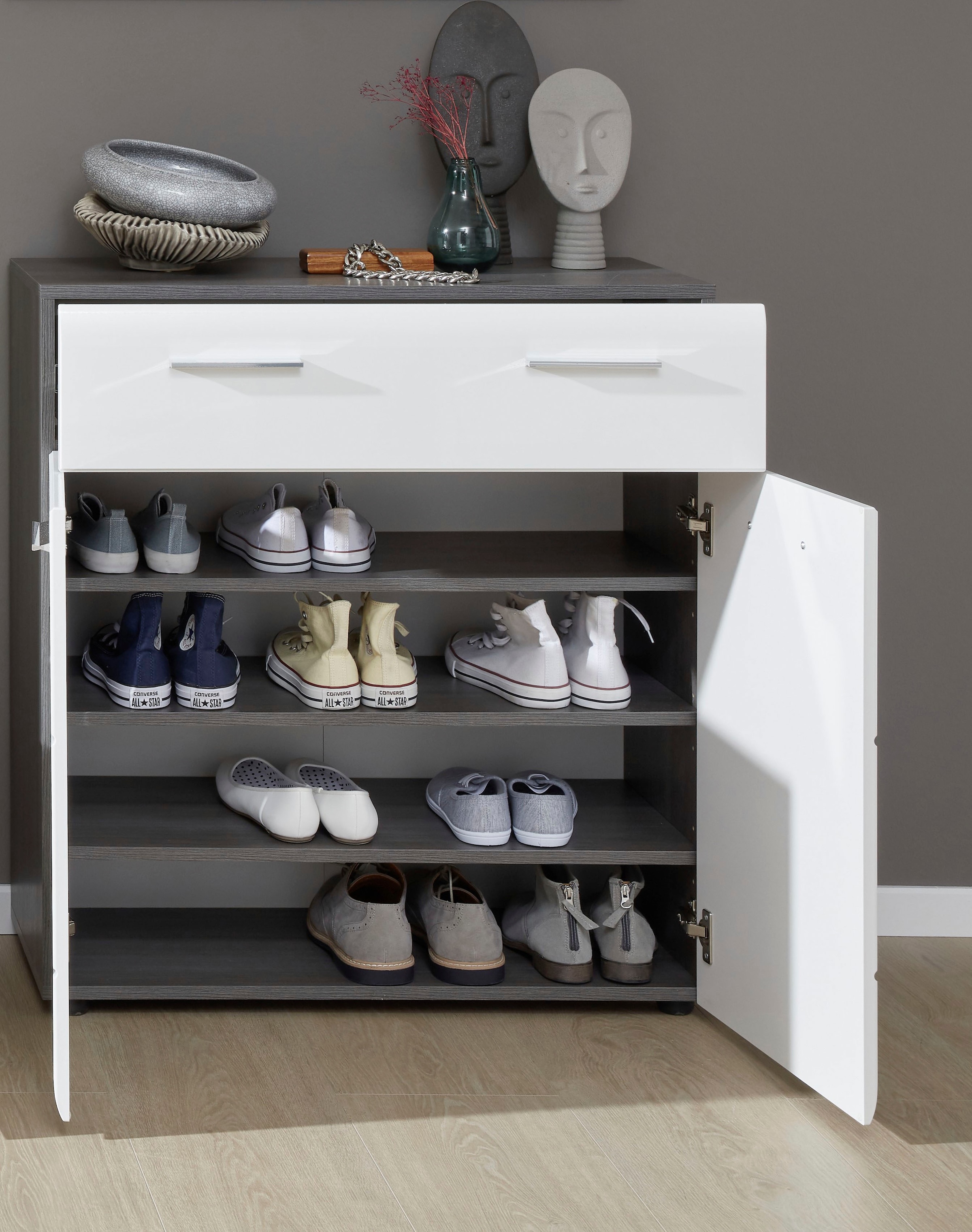 Home affaire Commode à chaussures »Sovana« Schuhschrank mit Schublade - Kommode mit Platz für 12 Schuhpaare