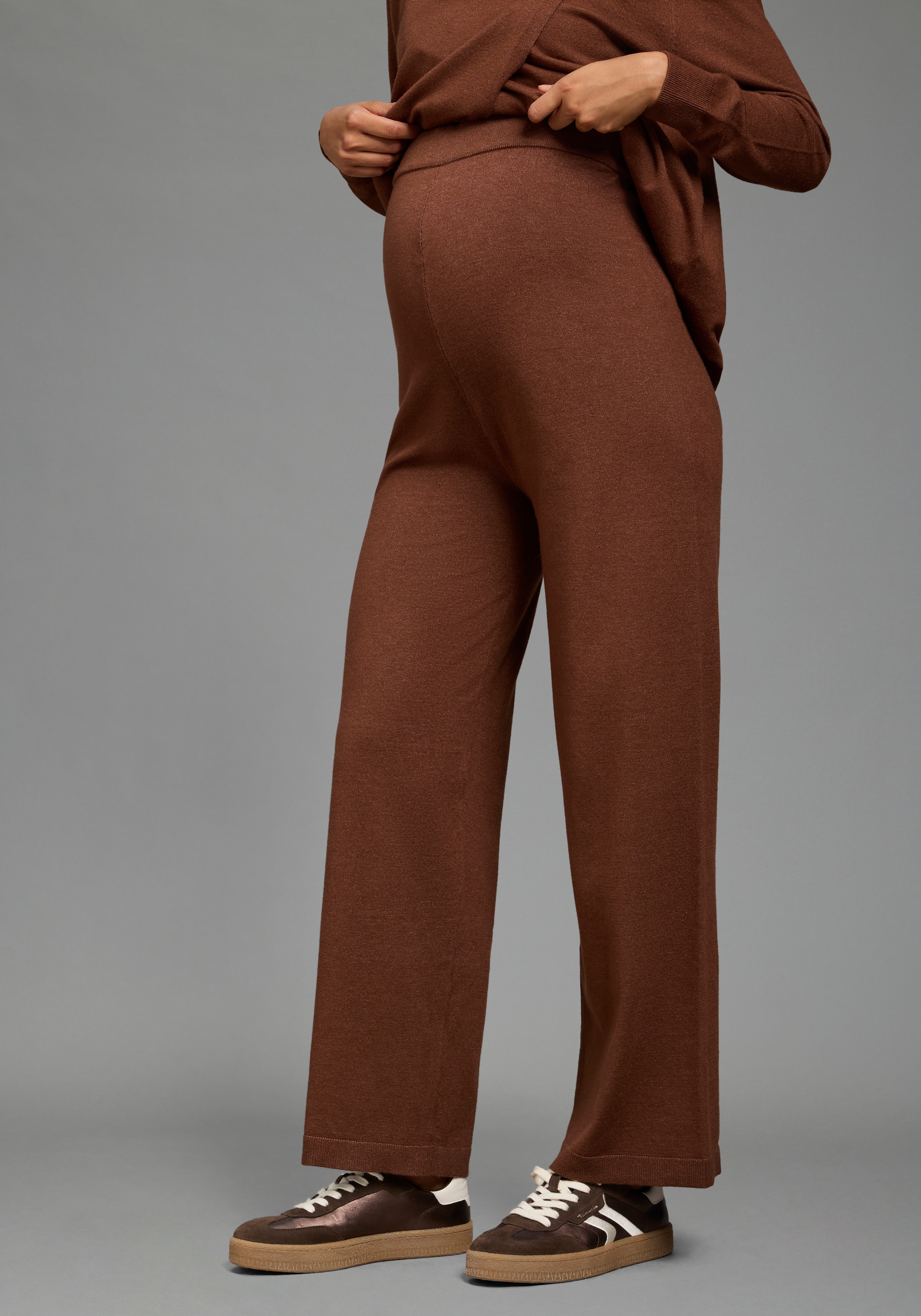 Neun Monate Pantalon de grossesse »Strickhose für Schwangerschaft und Stillzeit«  pantalon de grossesse en tricot avec ceinture extra large