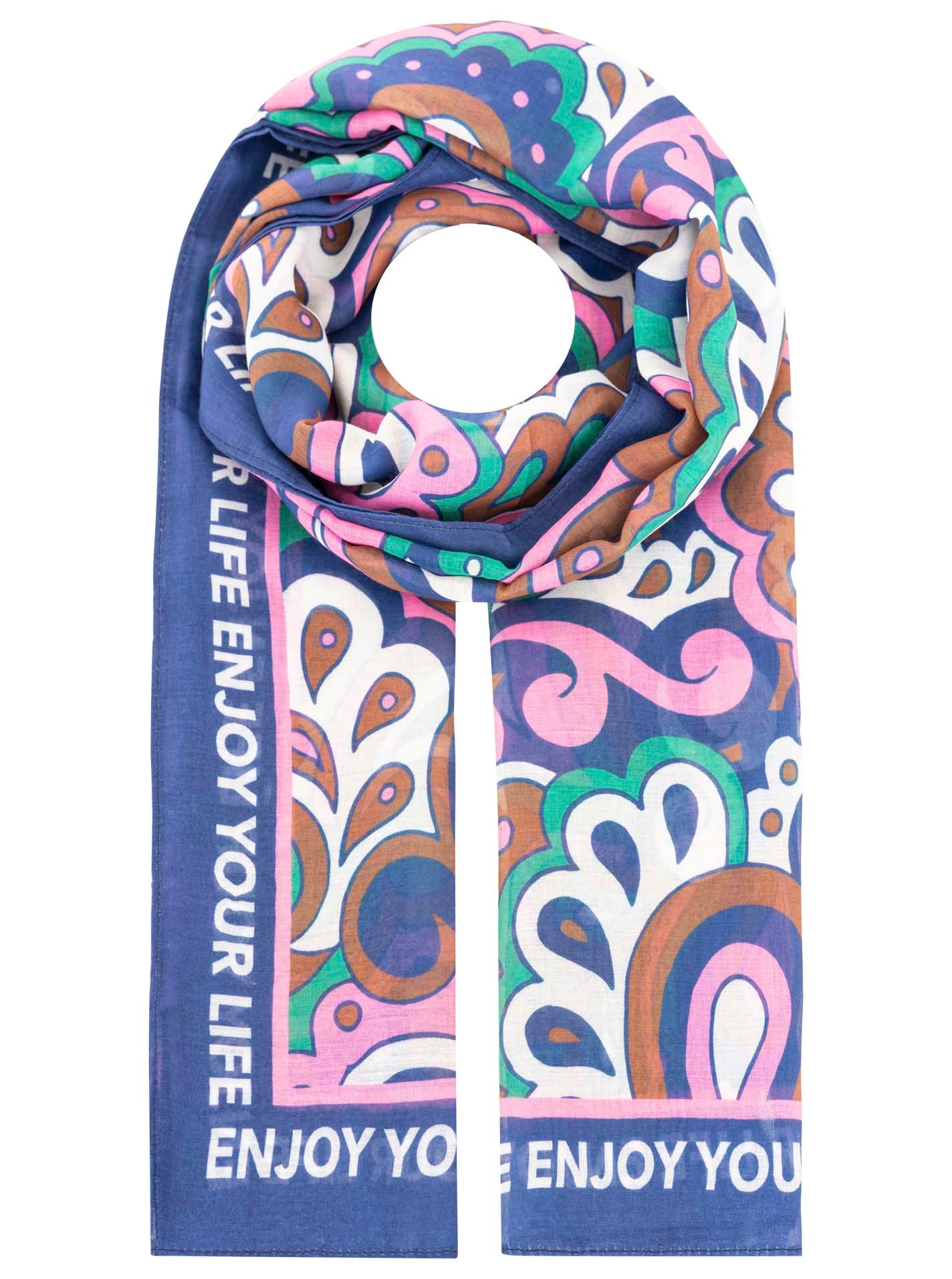 Zwillingsherz Écharpe »"Flower Paisley"« farbenfroh, transparent, mit Schriftzug