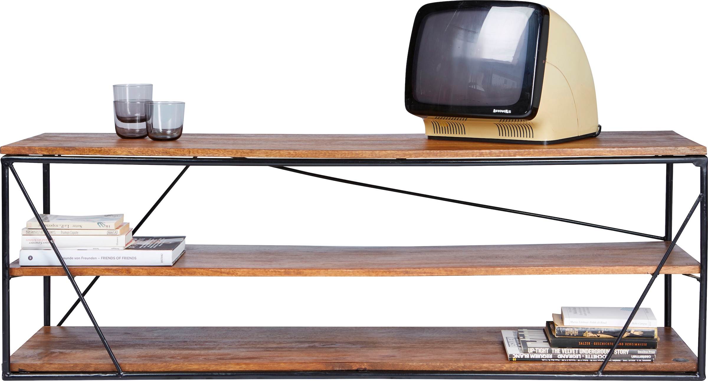 Image of SIT Lowboard "Rüdesheim aus Mangoholz mit Metallgestell für TV & Wohnzimmer" Vielseitig als TV-Lowboard oder Regal im Industrial-Design