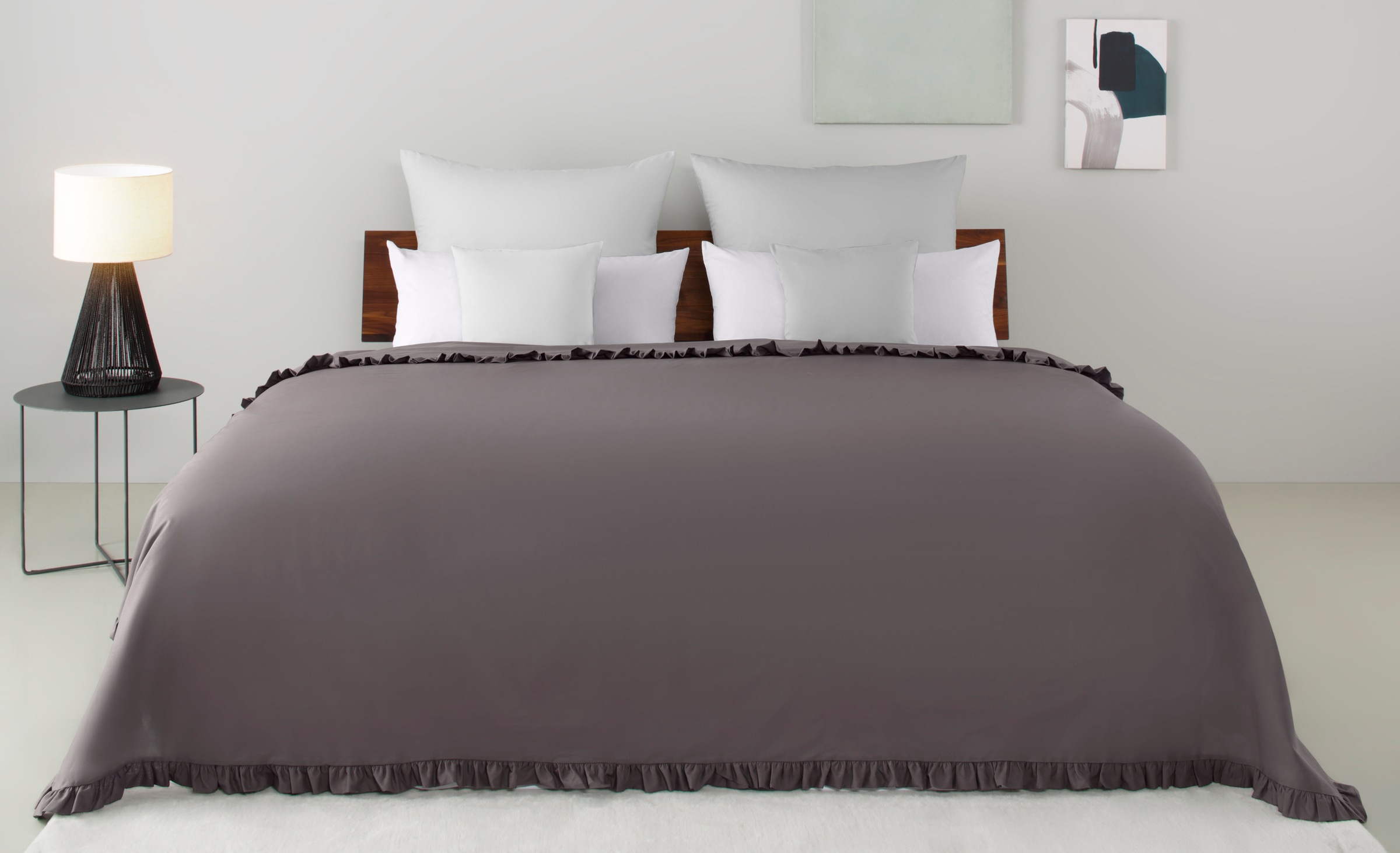 Image of GOODproduct Tagesdecke "Violetta, leichter Überwurf mit Rüschen, ohne Füllung" mit Volants, 100% Baumwolle, auch als Tischdecke verwendbar