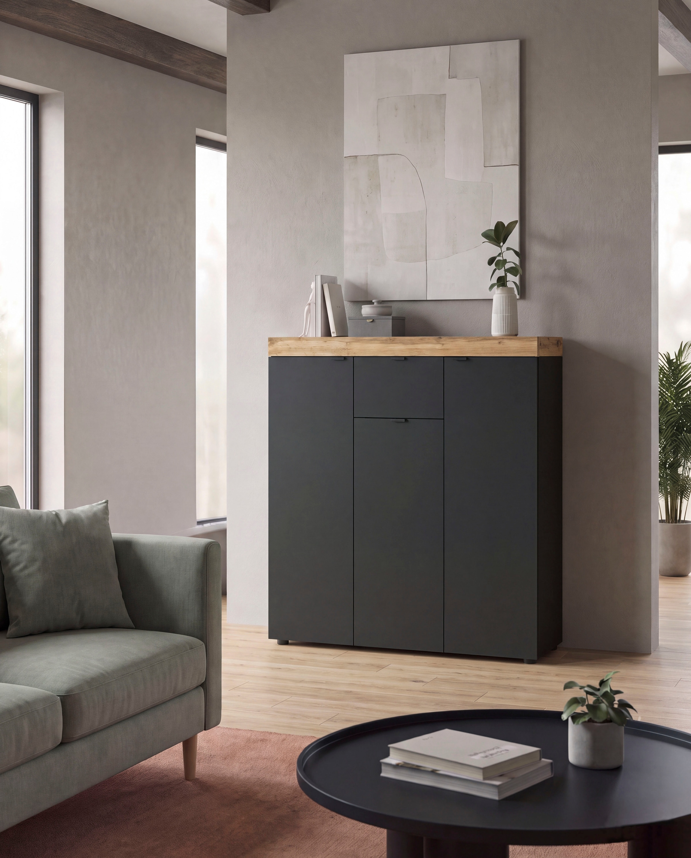 GOODproduct Highboard »MAMBO II, Breite 105cm, 3 Türen, 1 Schubkasten, 9 Fächer« 1 Stk. tlg. Kommode, Sideboard, Wohnzimmer, Schlafzimmer