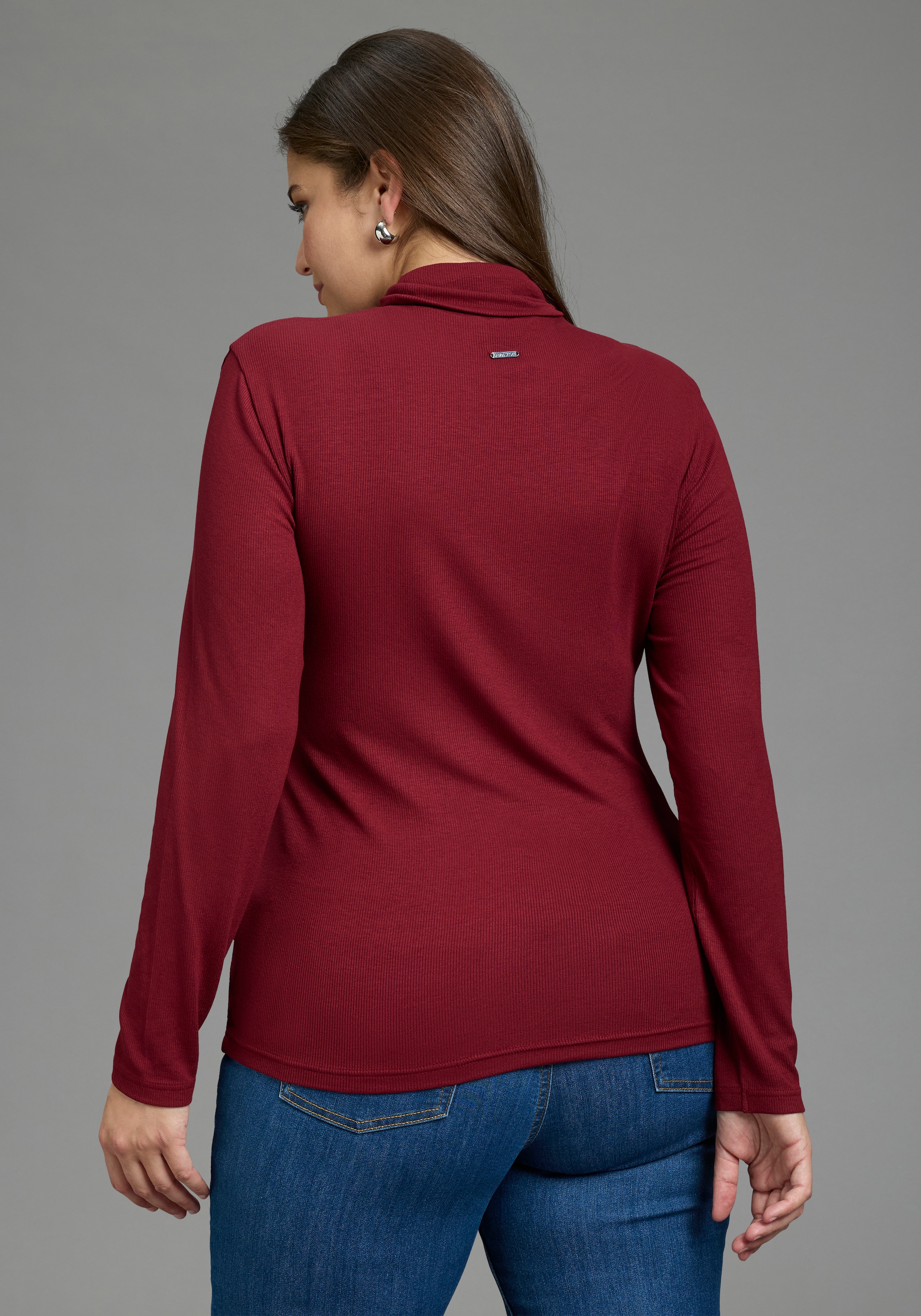 Laura Scott CURVE Rollkragenshirt »Grosse Grössen« figurbetonte Passform, hüftbedeckende Länge, aus Viskosemischung