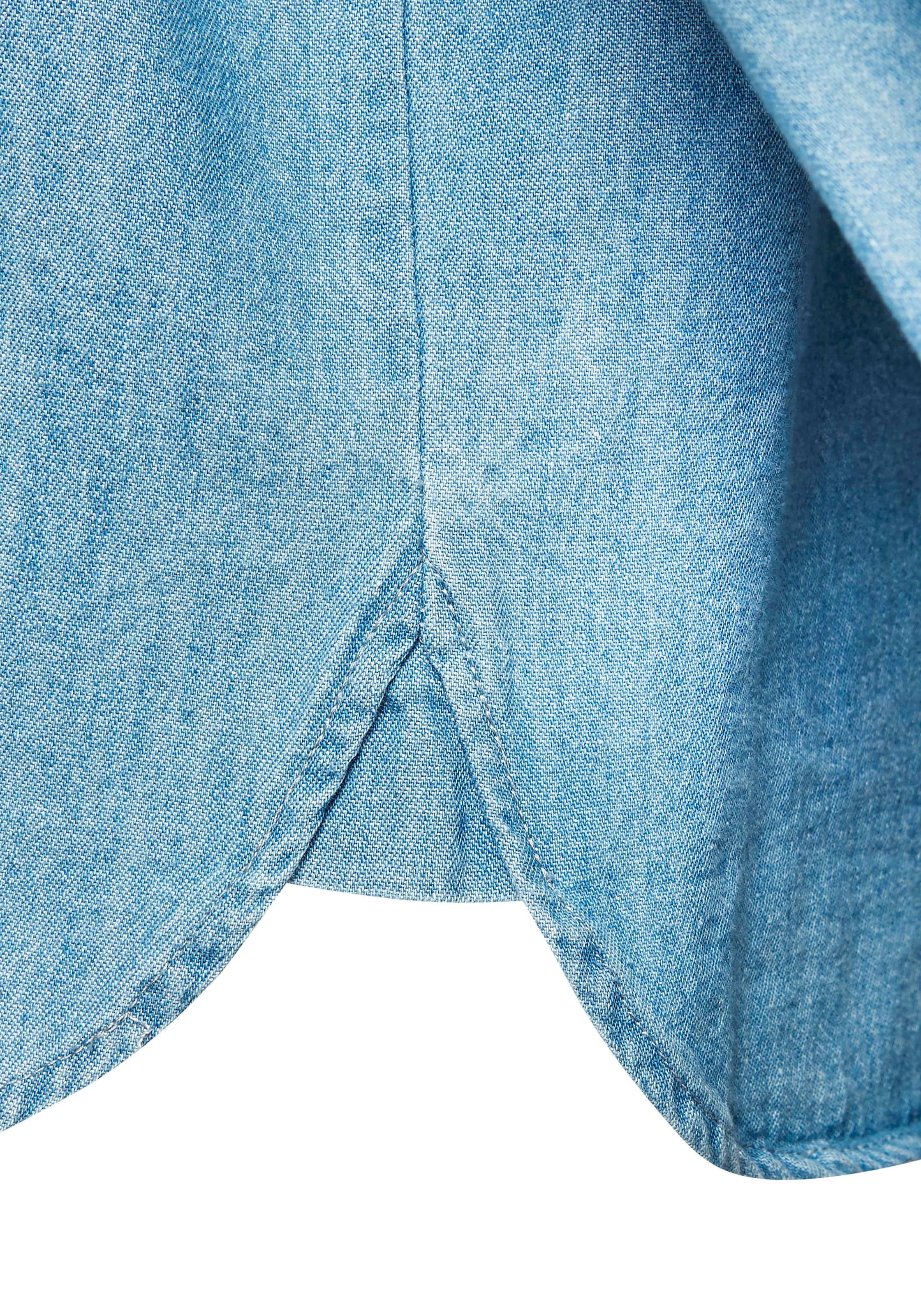 Buffalo Blouse en jean mit Brusttasche, Hemdbluse, Denim, casual