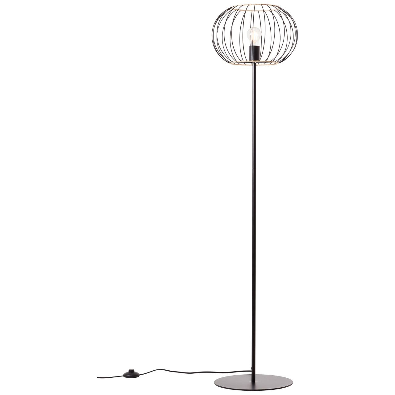Brilliant Stehlampe »Silemia«, 1 flammig-flammig, 151,5 cm Höhe, Ø 36 cm, E27, Metall/Rattan, schwarz matt