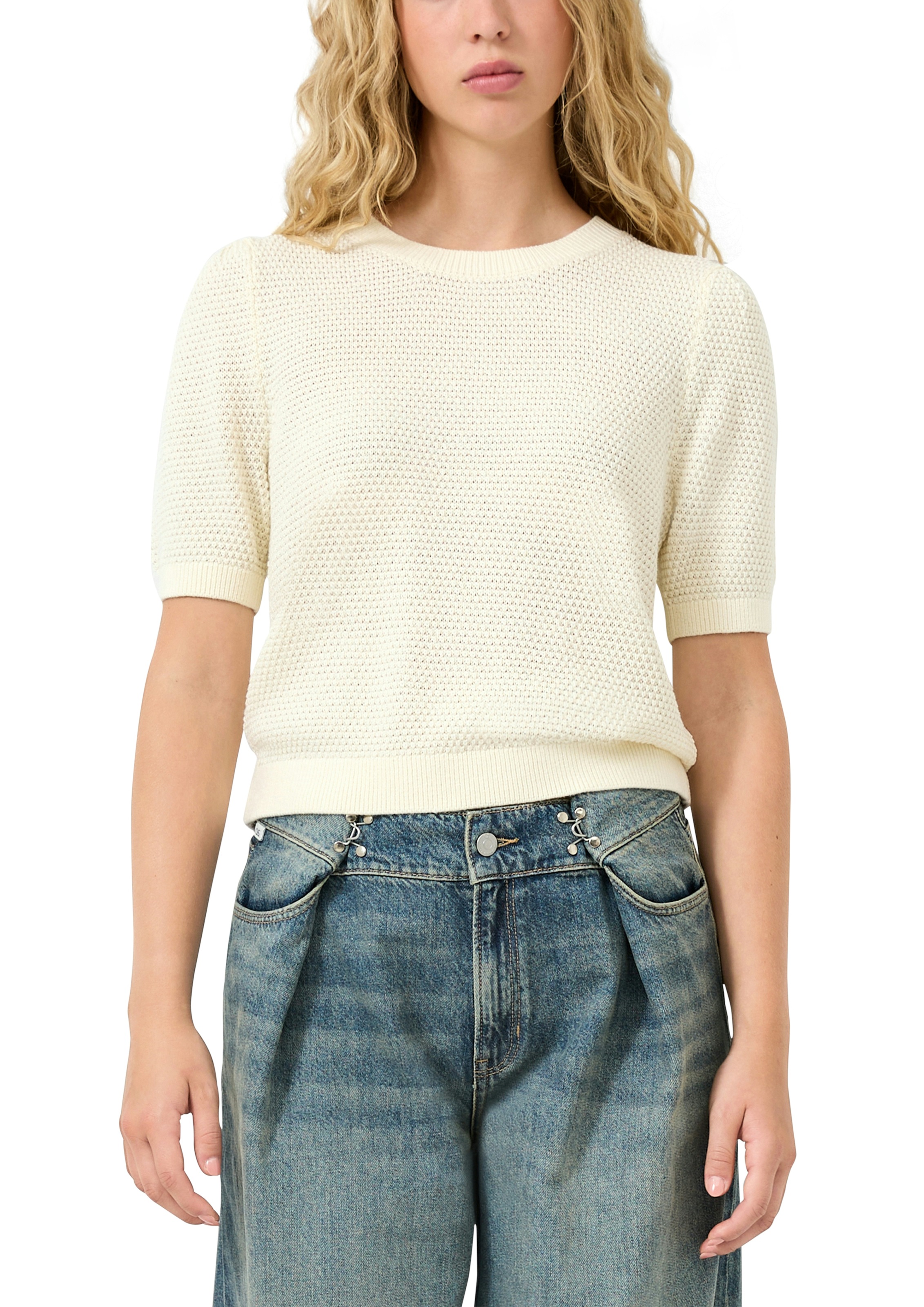 Image of QS Strickpullover Halbarm und in Waben-Optik