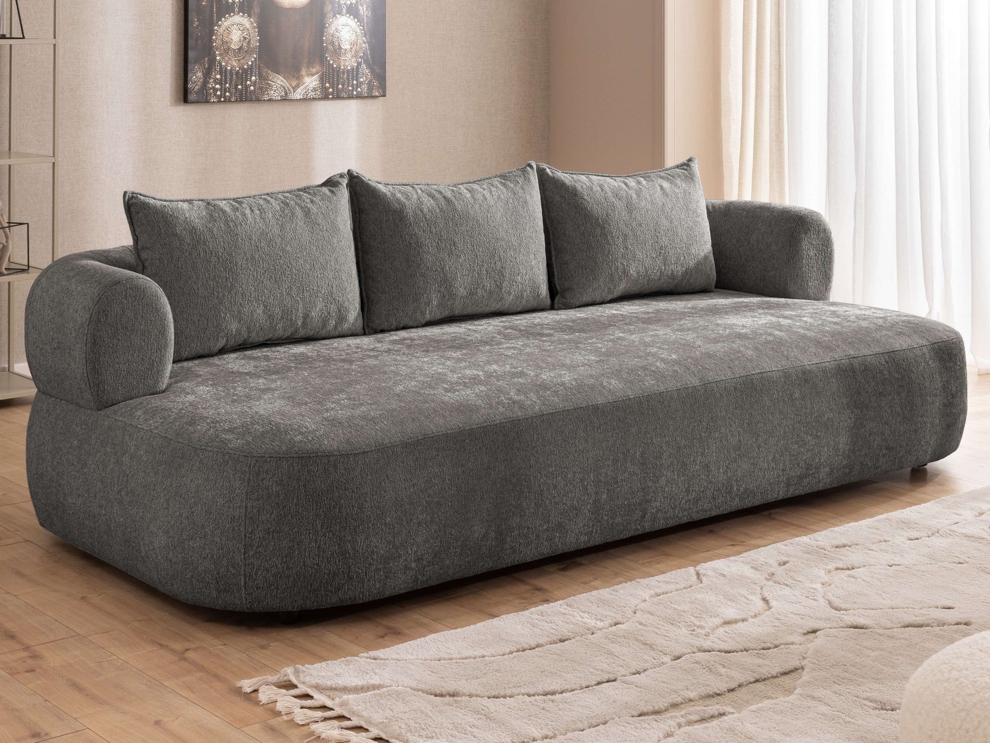 Home affaire Big-Sofa »LUSSAC 4-Sitzer Design-Sofa mit Zierkissen, Masse B/T/H: 242/123/78 cm« hoher Sitzkomfort und modernes Design, Sofa ohne Bettfunktion