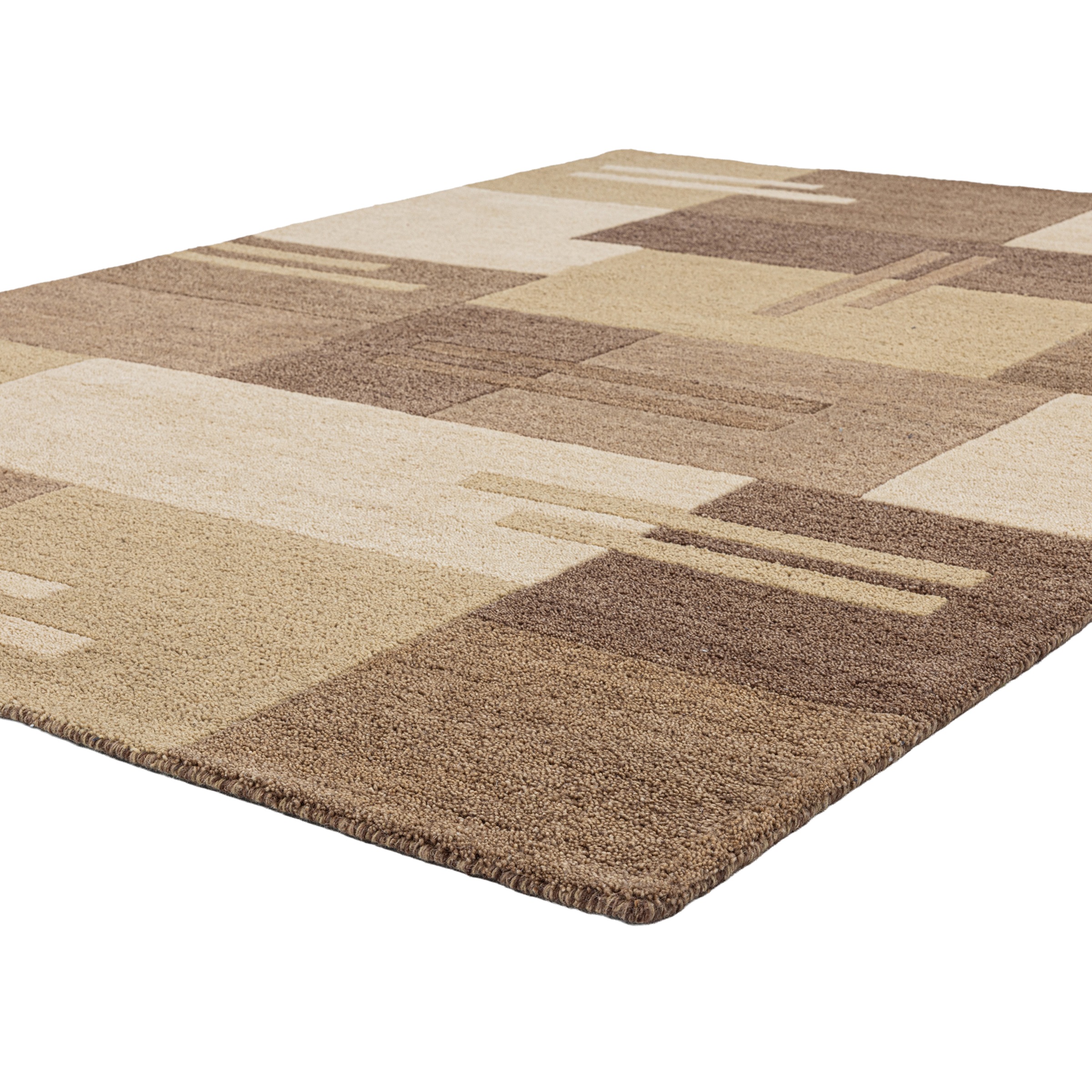THEKO Tapis en laine »Gabbeh Kästchen, Patchwork Design, reine Wolle« Rectangulaire 14 mm Höhe Tons naturels, salon, chambre à coucher, salle à manger