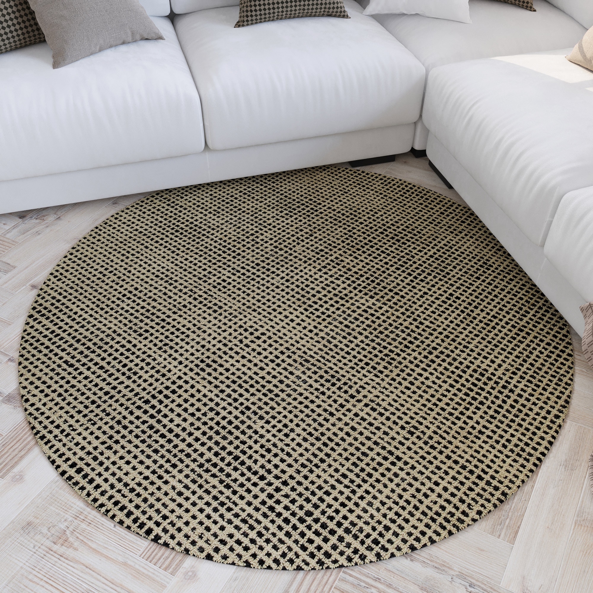 Image of Wecon home Teppich "Hamptons TWENTYNINE" rund 10 mm Höhe Kurzflor, Wohnzimmer, Schlafzimmer, elegant, robust, Karo-Muster