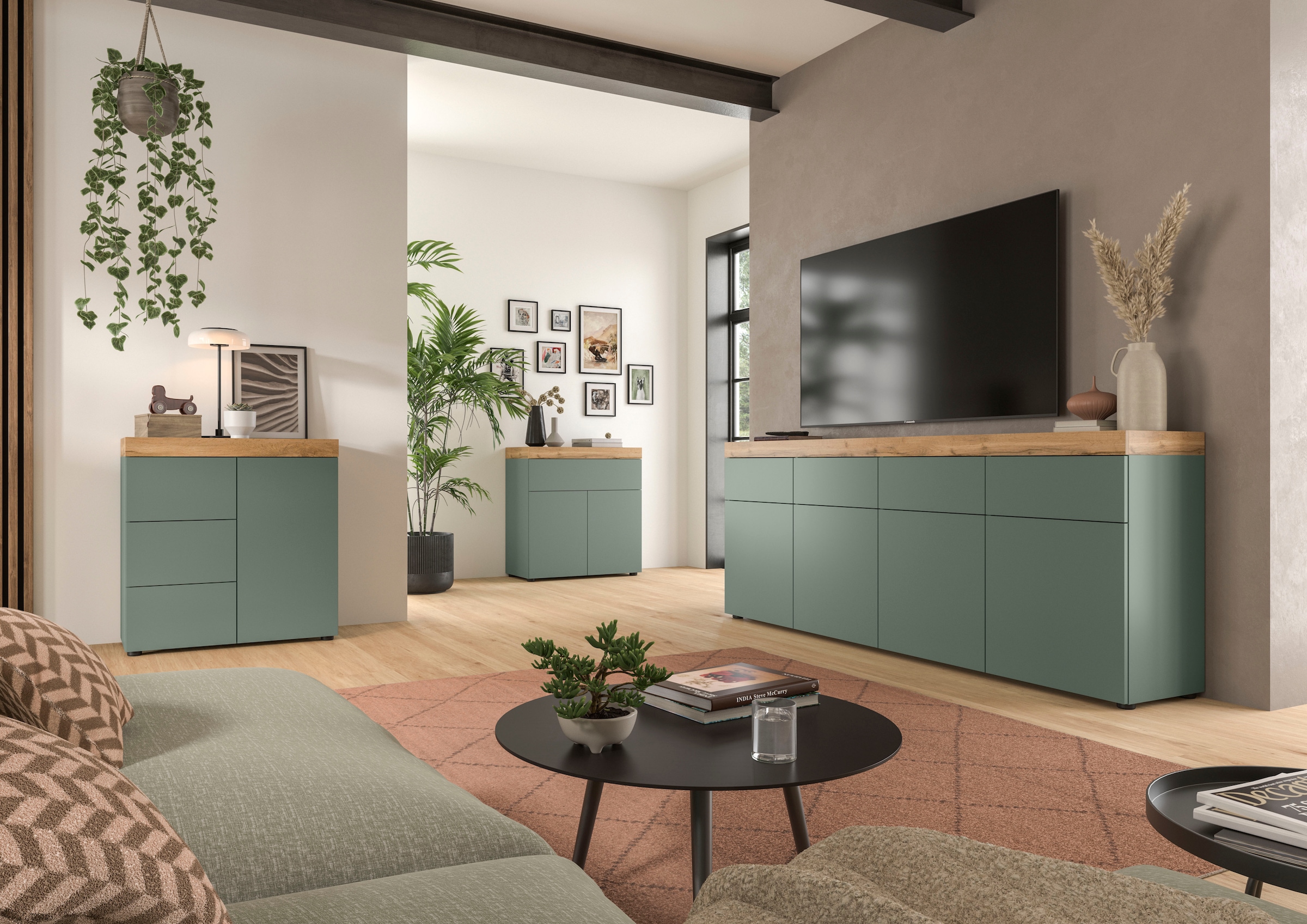 GOODproduct Kommode »MAMBO, Breite 77cm, 1 Tür, 3 Schubkästen, push-2-open« 2 farbige Ausführung, in verschiedenen Farben erhältlich, 1 Stk. tlg. Kommode, Anrichte, Wohnzimmer, Schlafzimmer
