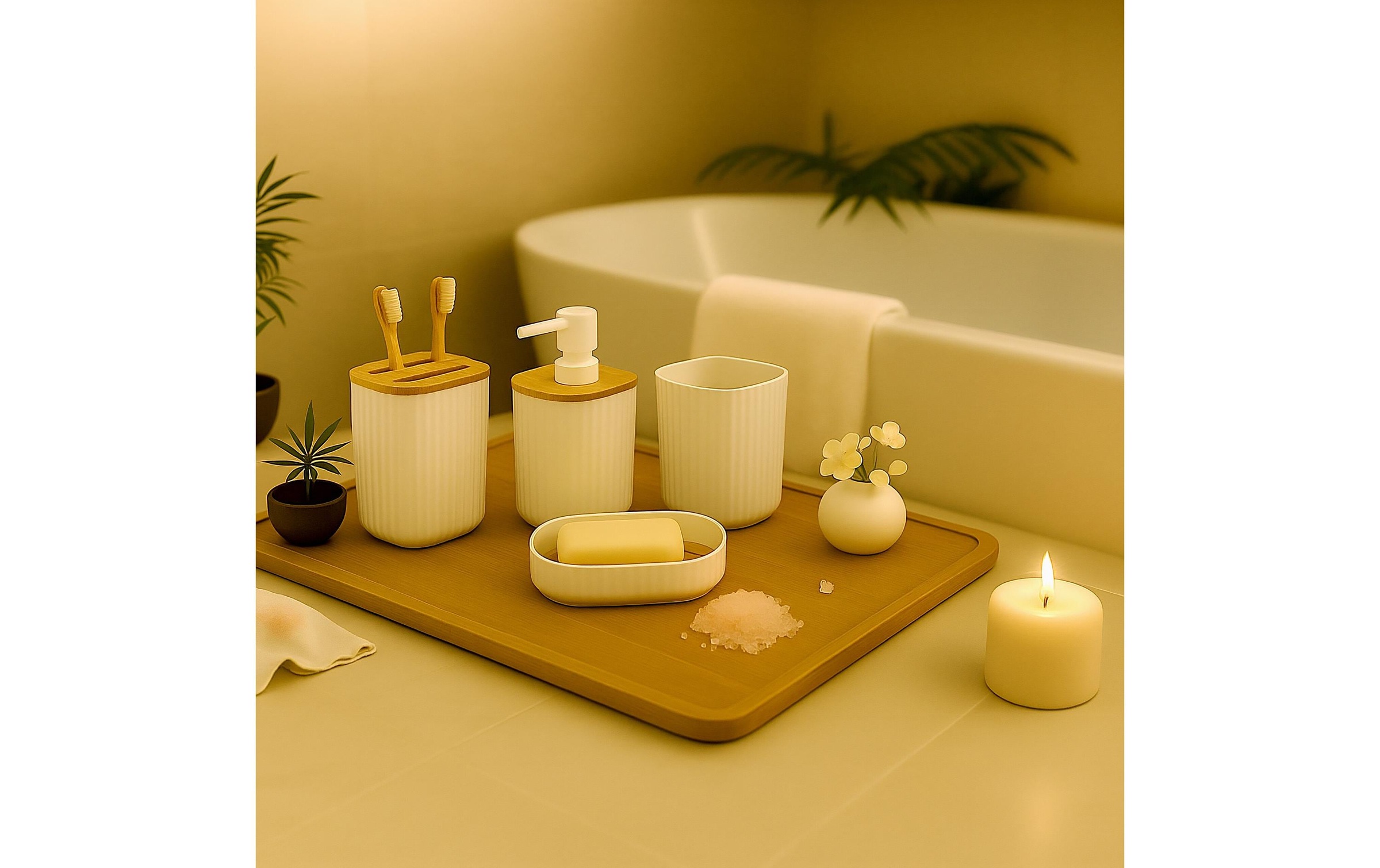 relaxdays Set d'accessoires de salle de bain »6-teilig«
