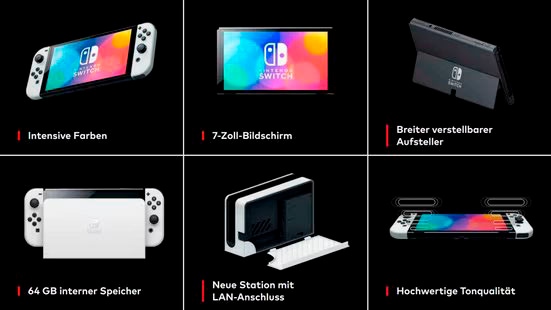 Nintendo Switch Set de consoles »OLED weiss + Mario Party Jamboree« 64 Go