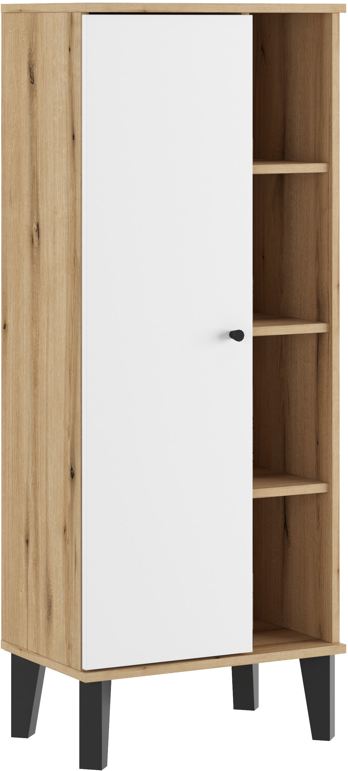 Image of Home affaire Stauraumschrank "Oslo, Badschrank mit Knopfgriff, Hochschrank im skandinavischen Design" in der Türfarbe Weiss oder Grau verfügbar, ausreichend Stauraum