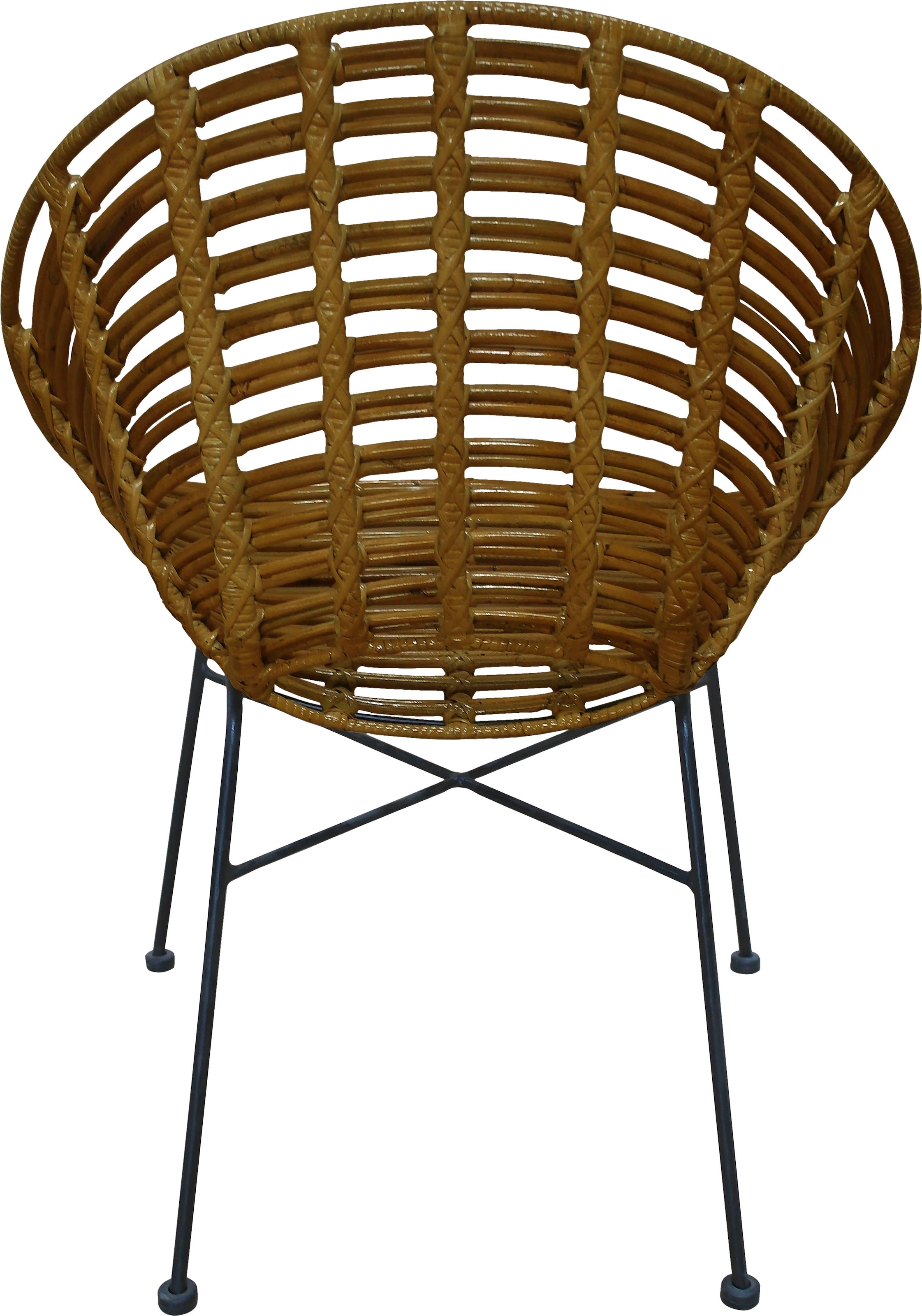 SIT Rattanstuhl »Rundsitz Rattan Metall Schwarz Natur Lounge Design« () 1 Stk.Rattanstuhl mit Rundsitz aus Rattan & Metall im Lounge Design
