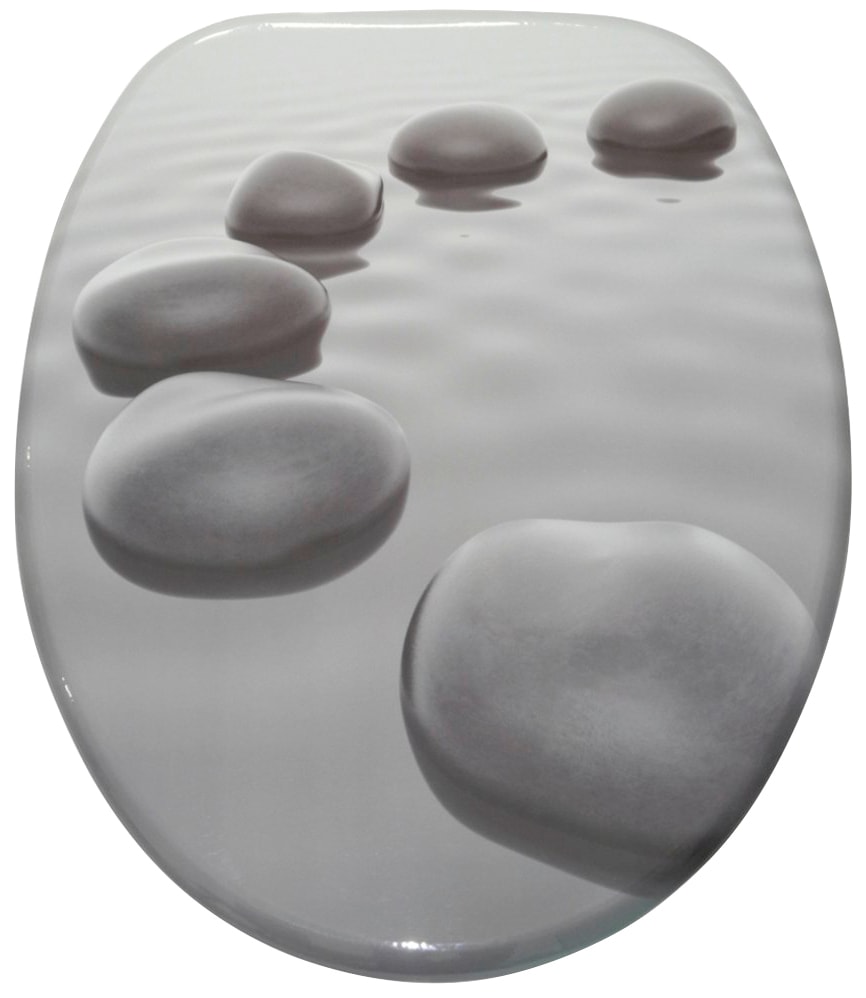 Sanilo Set d'accessoires de salle de bain »Black Stones« bestehend aus WC-Sitz, Badteppich, Stöpsel, Seifenspender, WC-Bürste