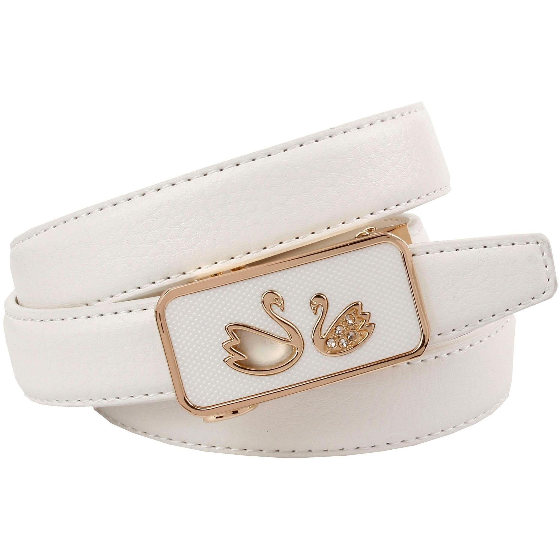 Image of Anthoni Crown Ledergürtel, Traumhafter Automatik Gürtel in weiss mit Schwänen bei Ackermann Versand Schweiz