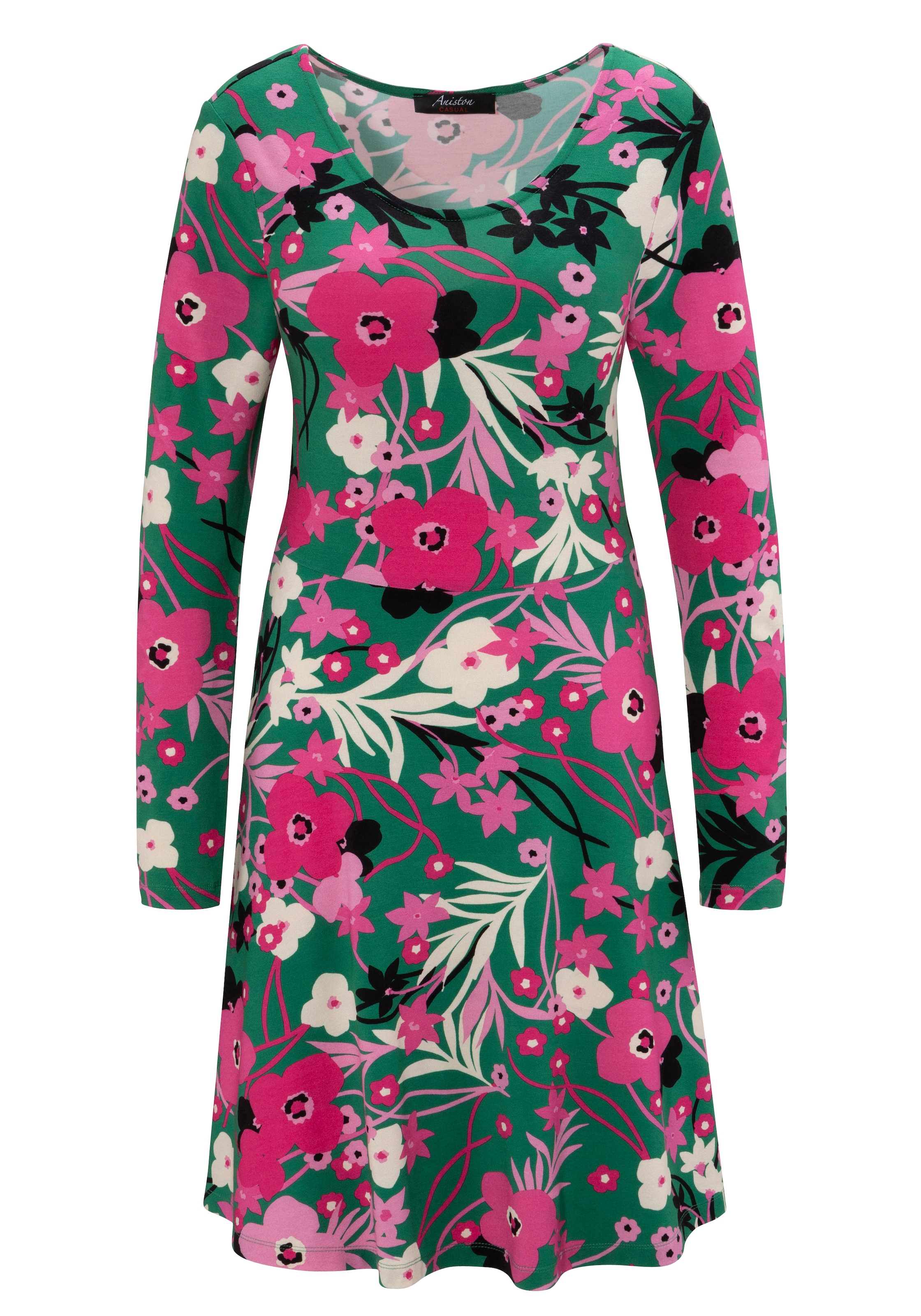 Aniston CASUAL Jerseykleid, mit trendfarbigen Blumendruck -jedes Teil ein  Unikat - NEUE KOLLEKTION sans frais de livraison sur