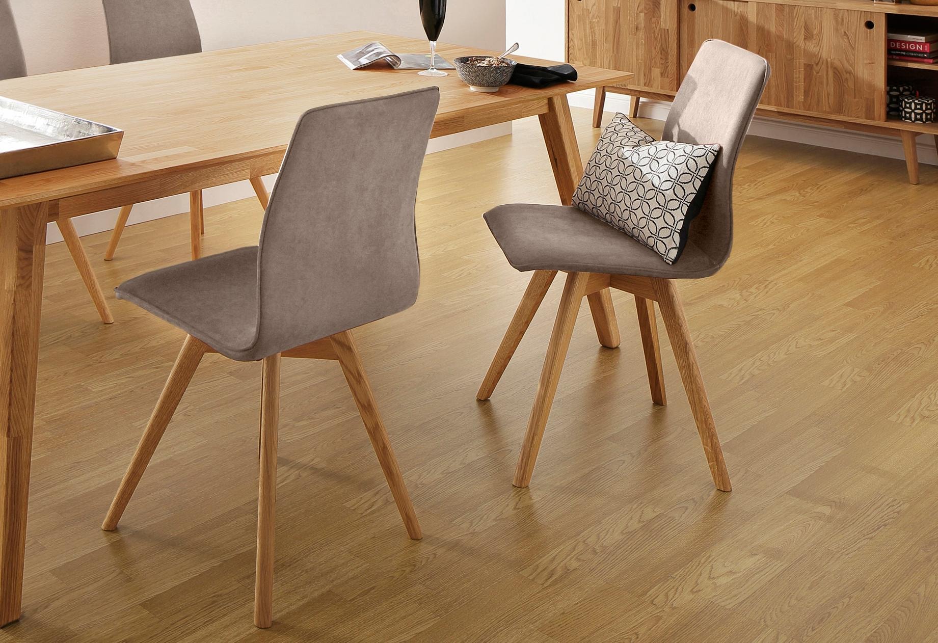 andas Esszimmerstuhl »Rania«, (Set), 4 St., Luxus-Microfaser, Eiche, 2er/4er/6er-Set, Küchenstuhl