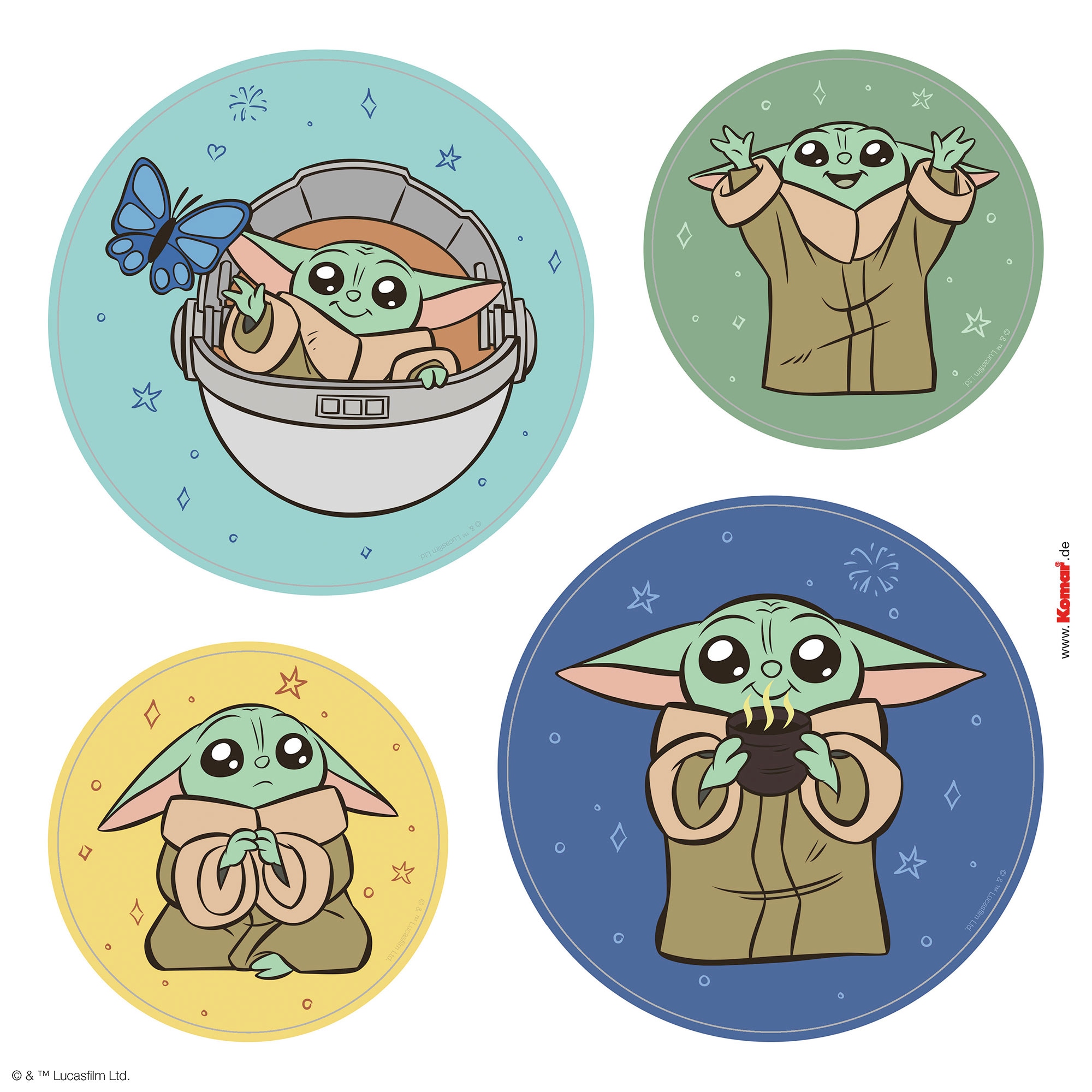 Komar Tableau de fenêtre »Fenstersticker - Grogu - Padawan - Grösse 30 x 30 cm« 33 x 30 cm, 2 Bogen