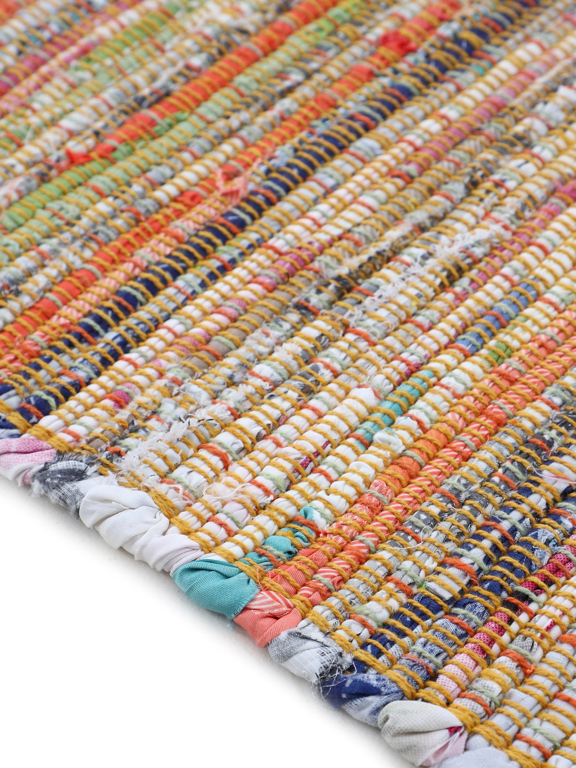 carpetfine Teppich »Kelim Chindi, Wendeteppich«, rechteckig, 6 mm Höhe, handgewebt, Fleckerlteppich mit Fransen, auch vielen in Läufergrössen