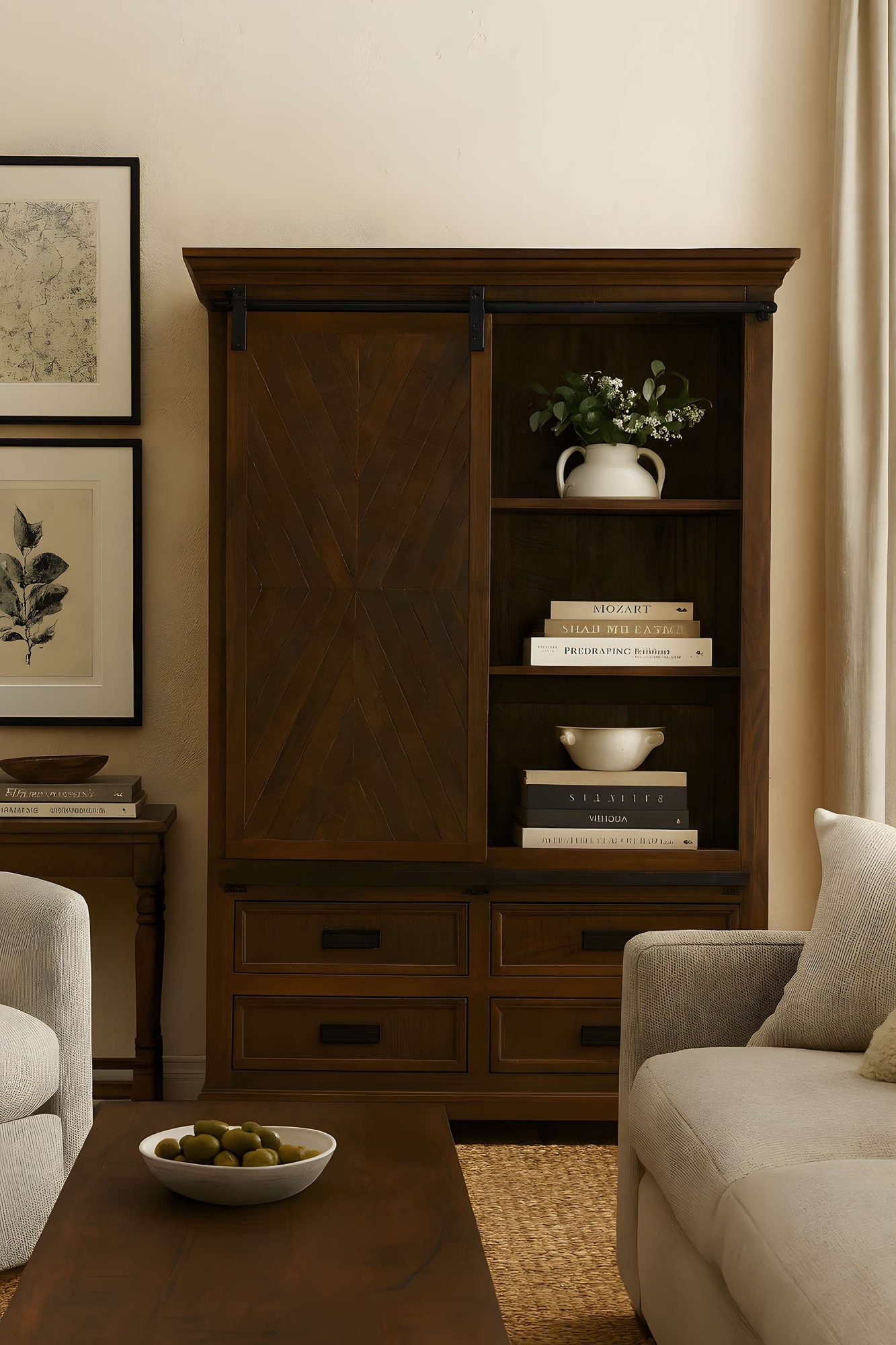 Home affaire Highboard »Don Barn« mit 1 Schiebetür, handgefertigt, Unika-Möbel, Breite 110 cm