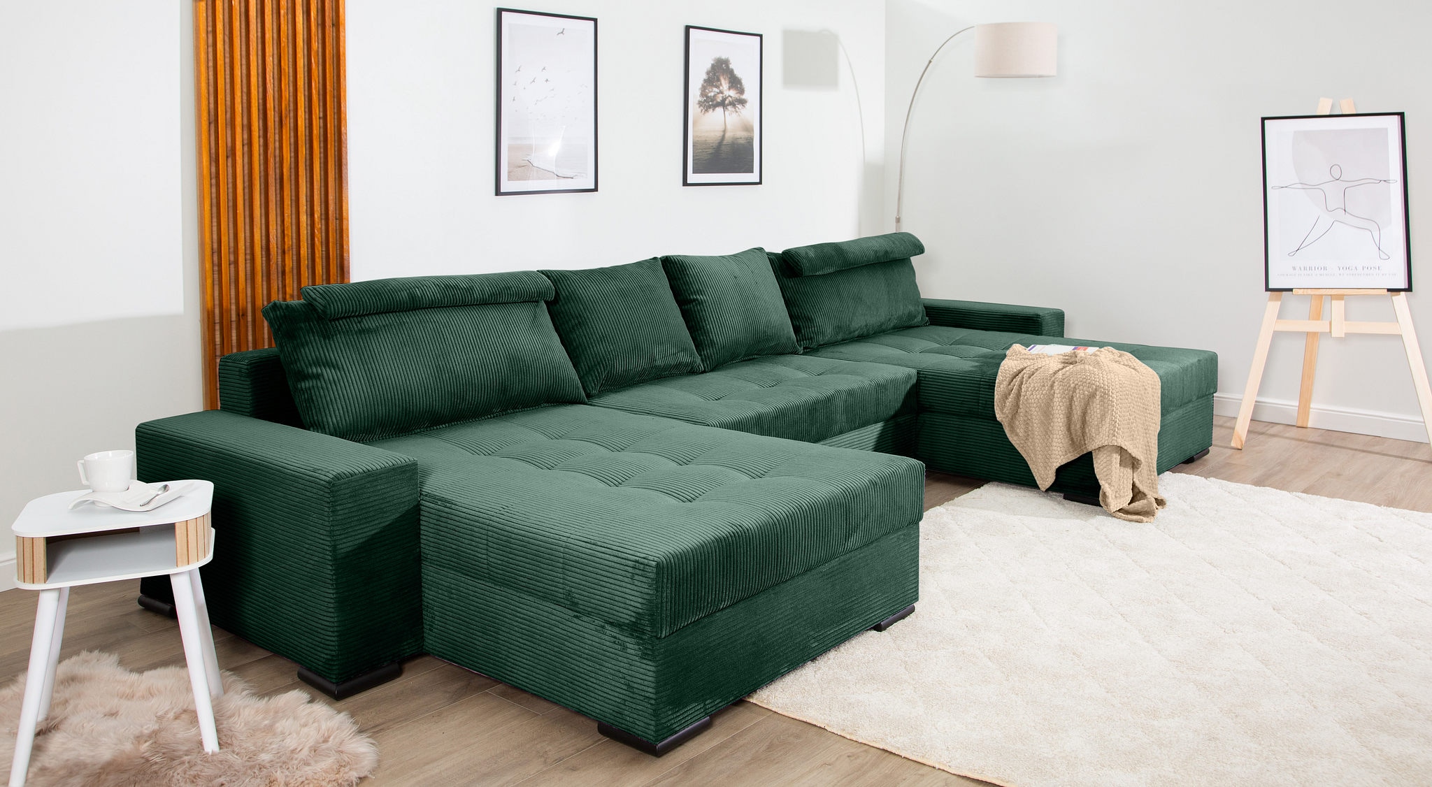 COLLECTION AB Wohnlandschaft »XXXL-Josy Relax U-Form Breite 352 cm, mit 2 gleich grossen Recamieren«, inkl. Bettfunktion, Bettkasten, mit 4 Rückenkissen in zwei Grössen
