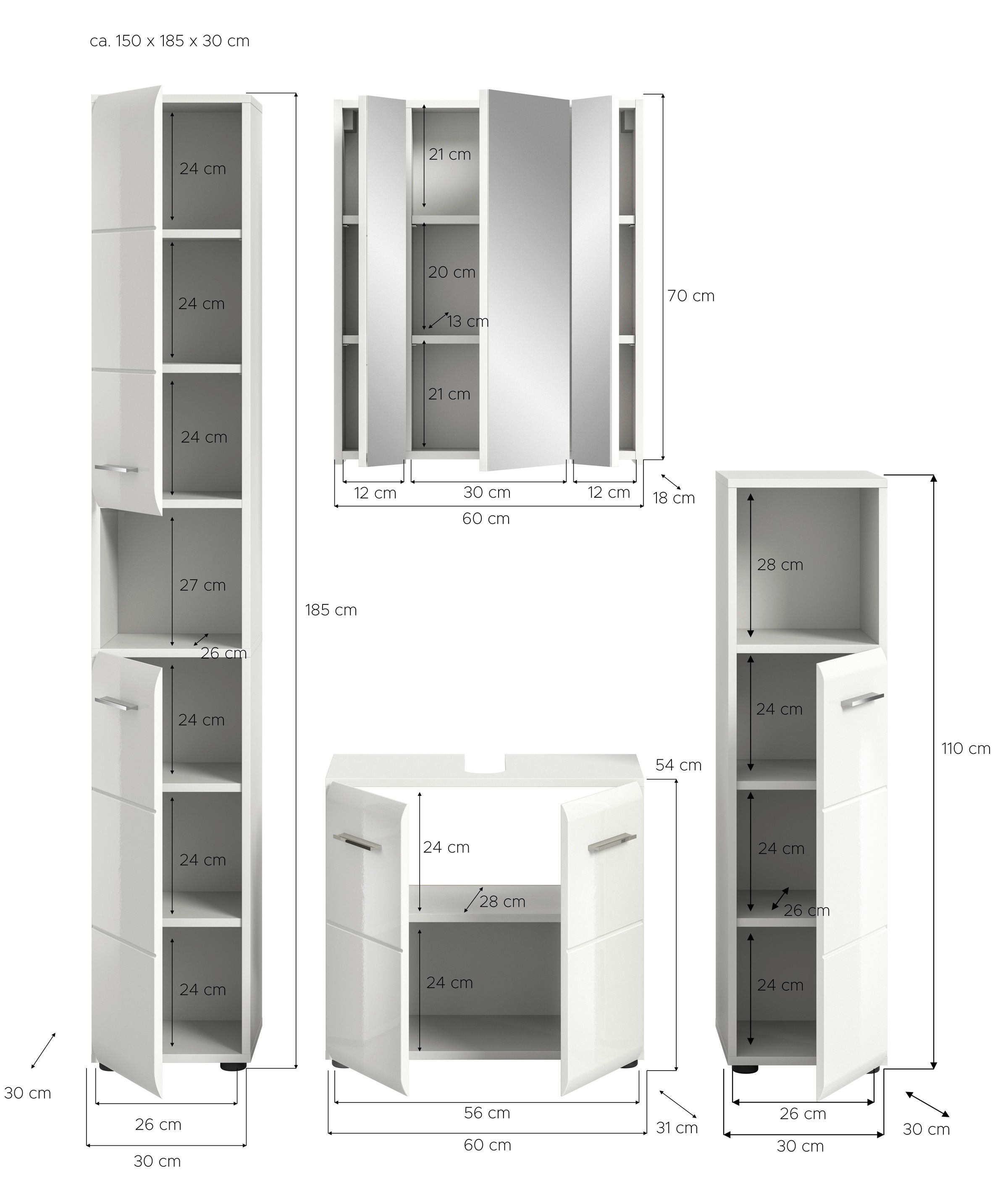 INOSIGN Ensemble de salle de bains Set, 4 cuis tlg.