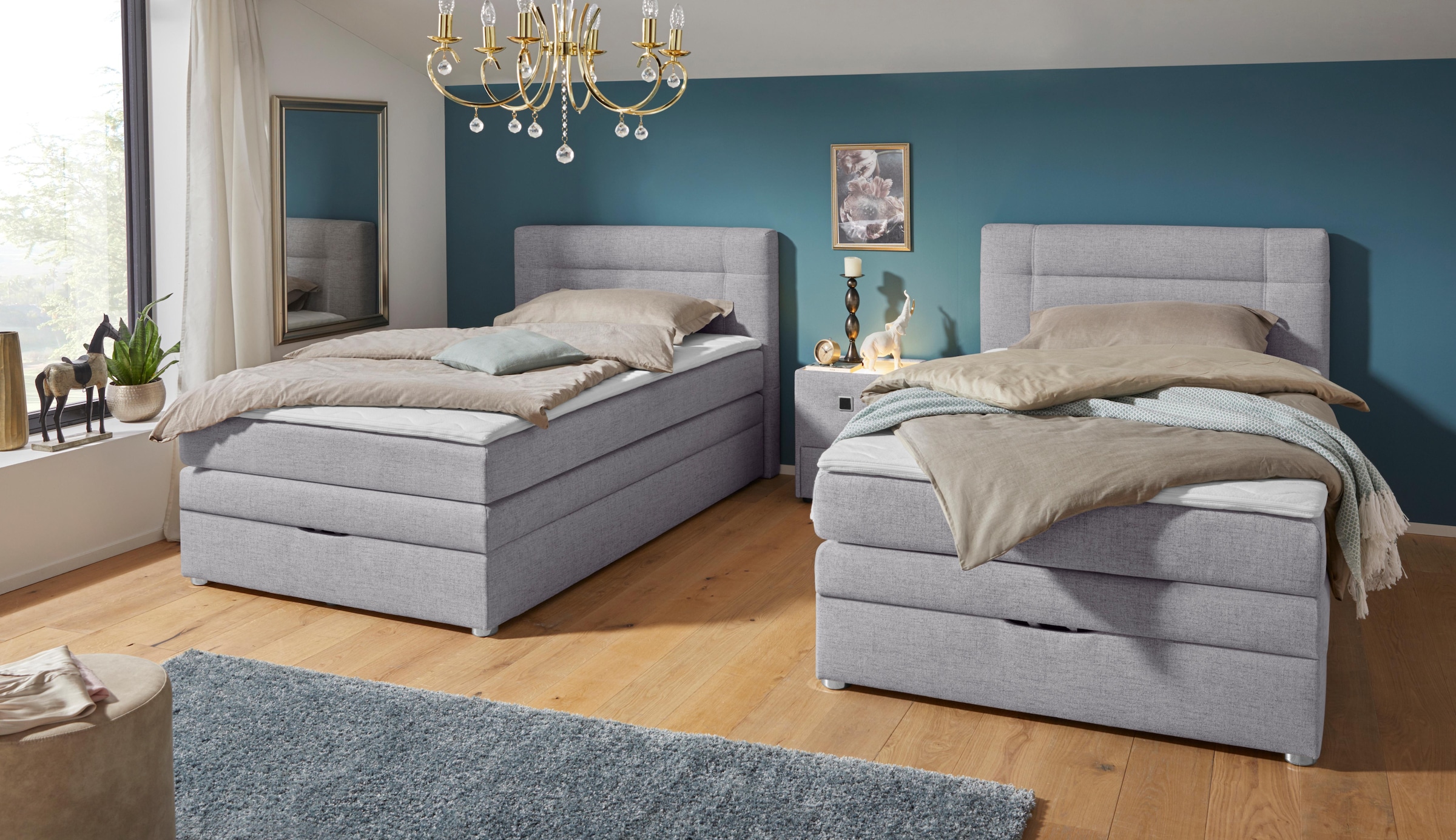 Jockenhöfer Gruppe Lit boxspring »Carmen« avec coffre de lit et surmatelas, disponible en 120 & 140 cm de largeur