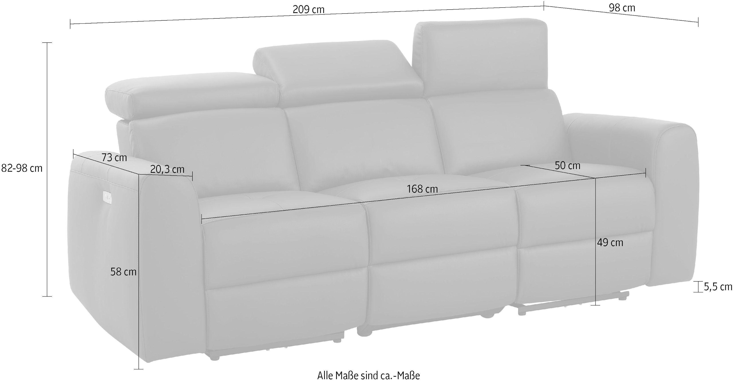 Home affaire 3-Sitzer »Sentrano«, auch mit elektrischer Funktion mit USB-Anschluss, in 4 Bezugsvarianten