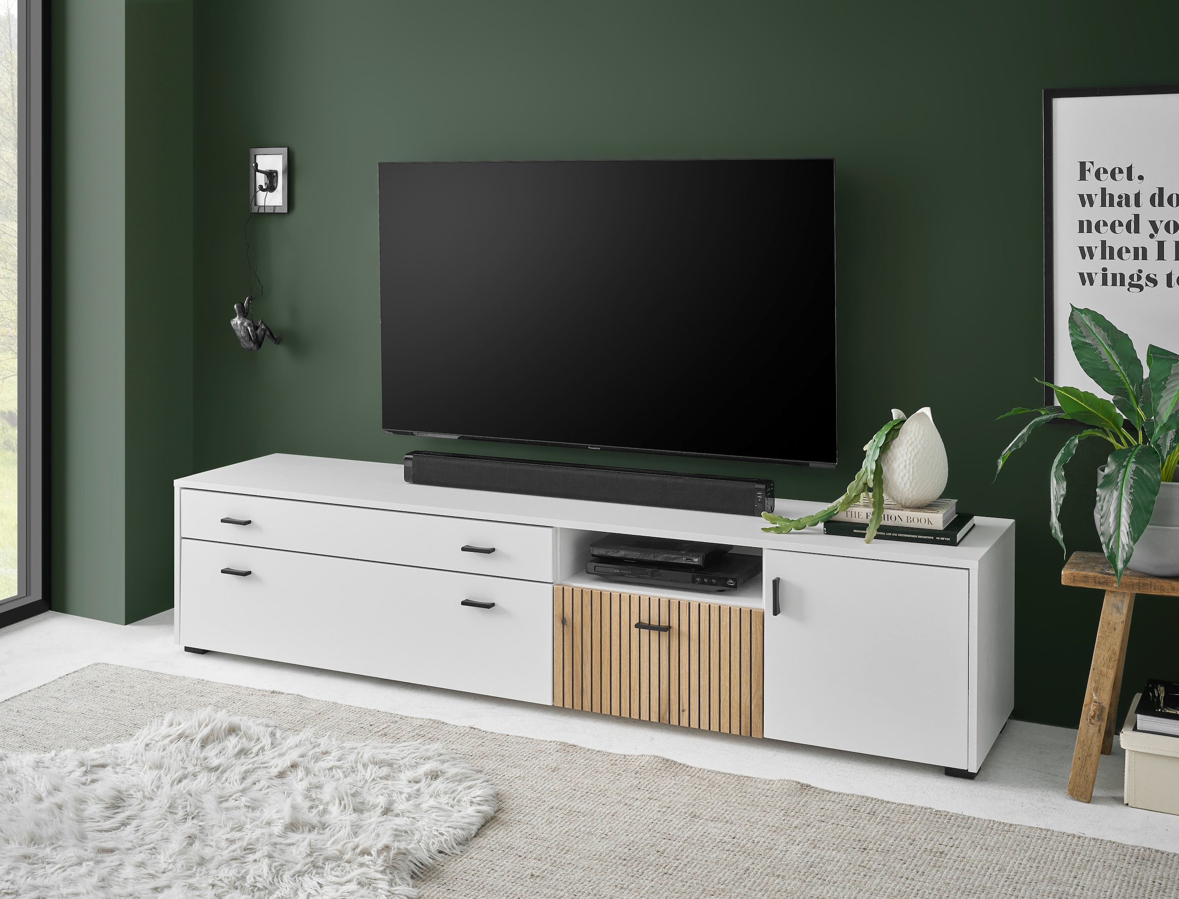 Image of Home affaire Lowboard "Hudson" in moderner Trendfarbe, Griffe aus Metall (Schwarz), Breite 200 cm