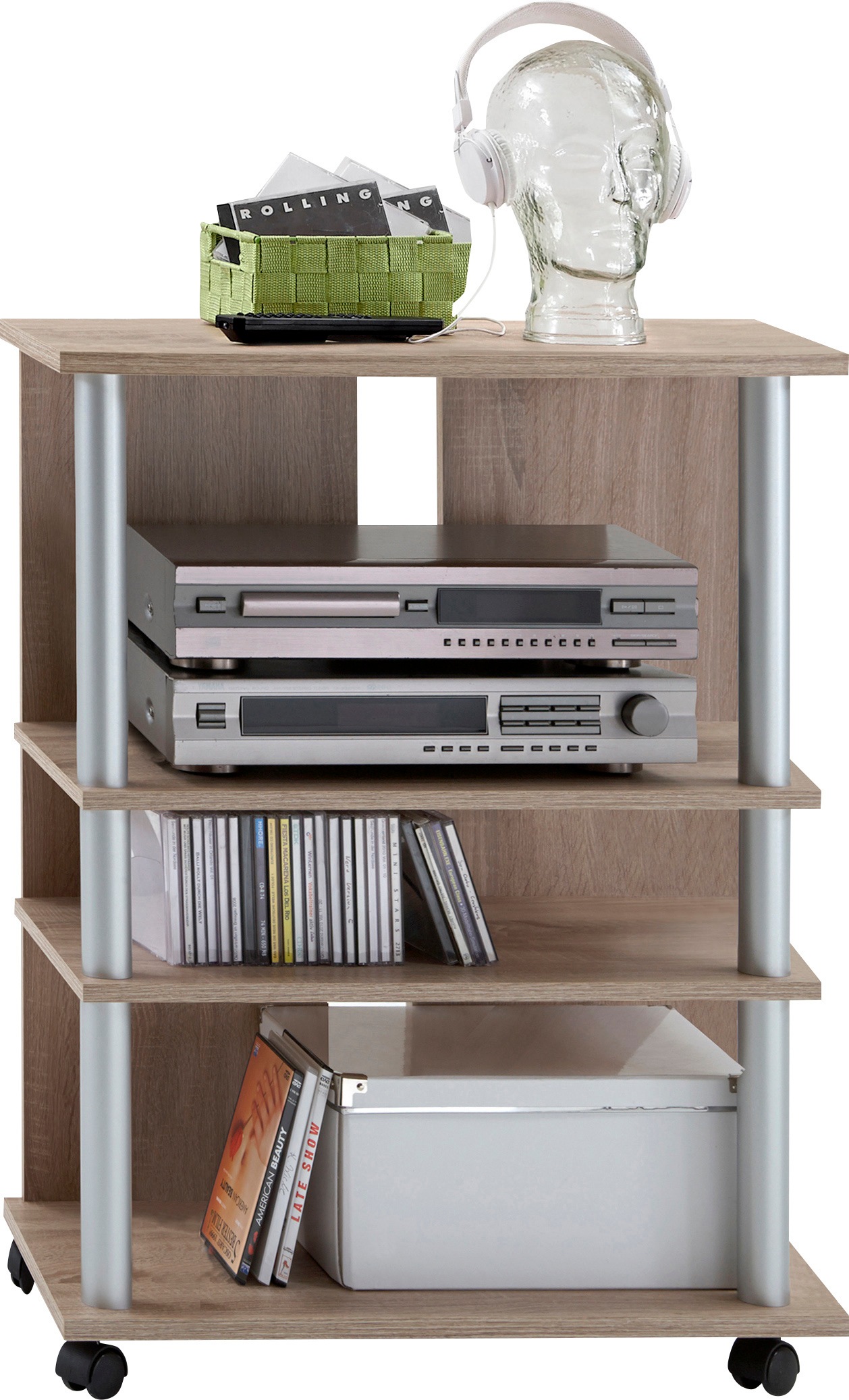 FMD Media-Regal »Variant«, Regal auf Rollen, Multimedia, TV, Hifi, 3 Böden, 65 cm breit