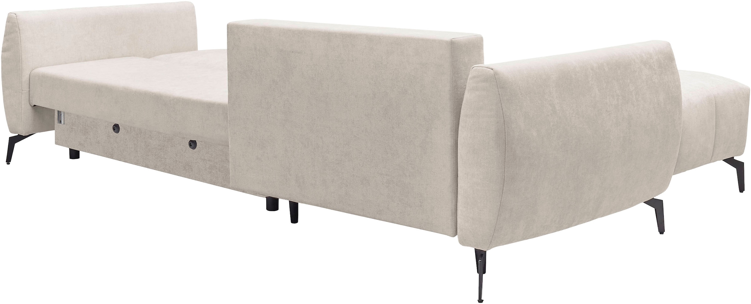 GOODproduct Canapé d'angle »JINNIE Chenille, L-Form, Polsterecke m. Schlaffunktion« Chauffeuse montage à gauche/droite, en tissu tissé ou chenille