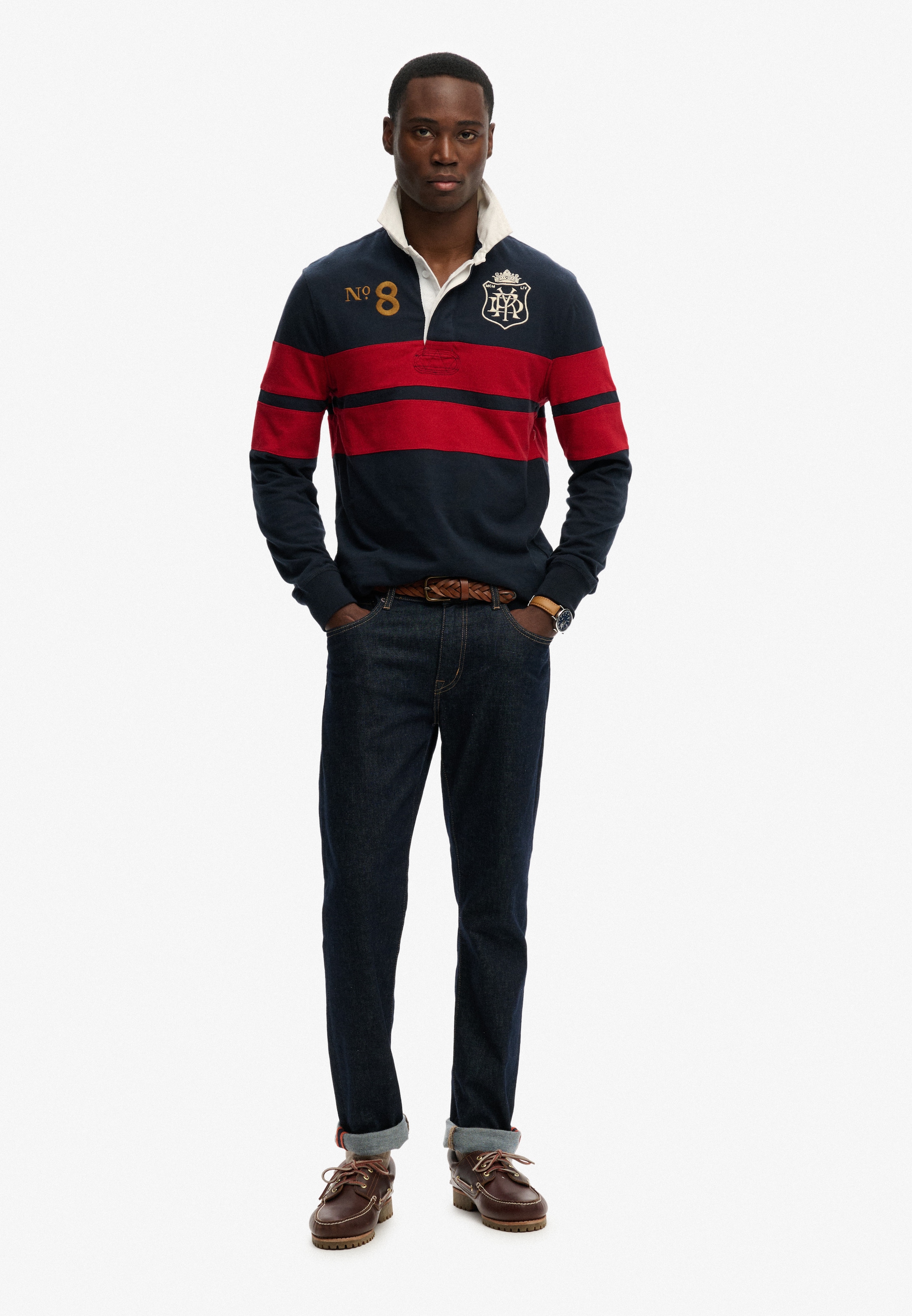 Superdry Langarmshirt »DOUBLE EMBLEM STRIPE RUGBY«