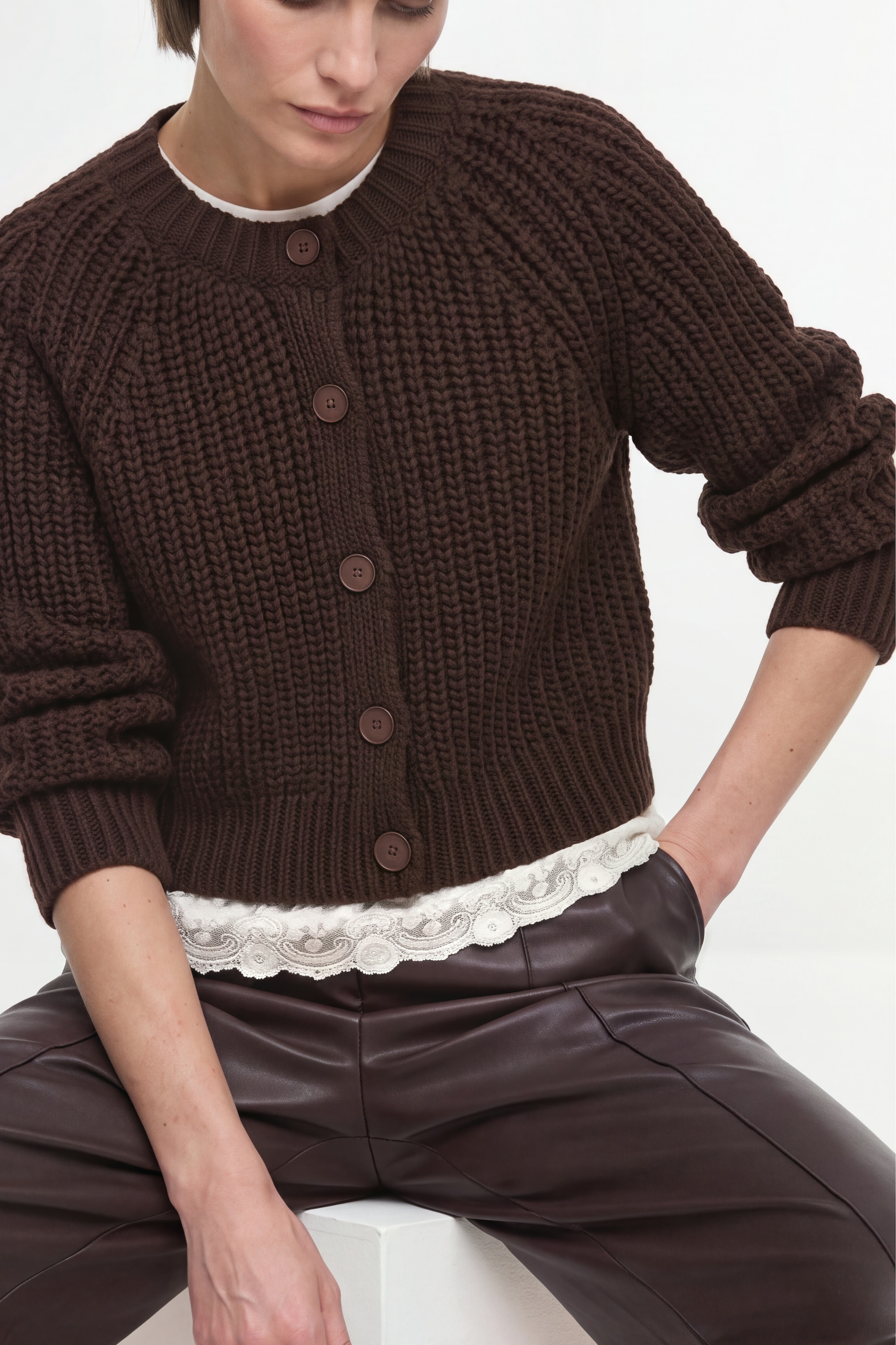 RICHROYAL Strickjacke mit Alpaka, Regular fit mit Rundhalsausschnitt