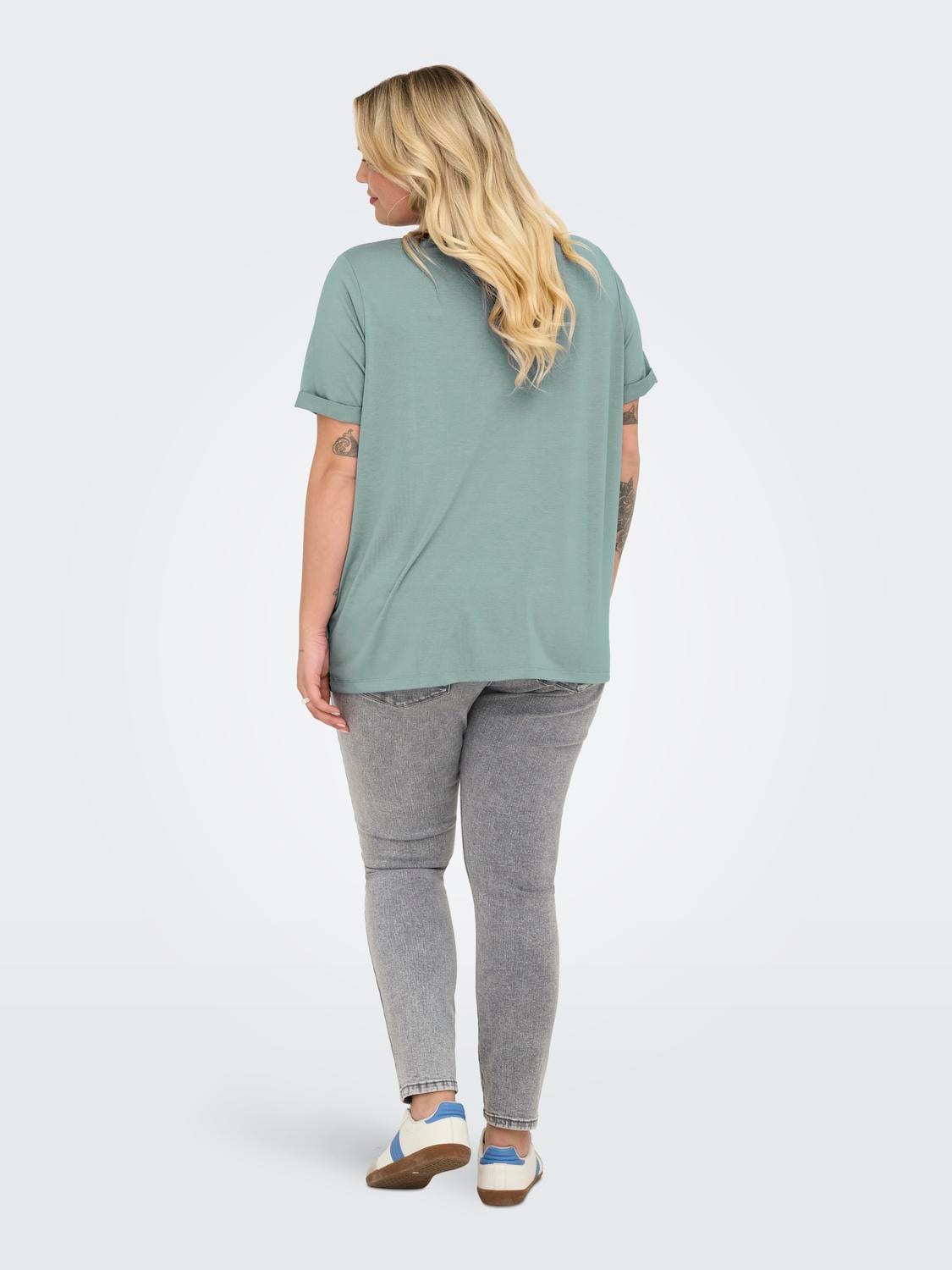 ONLY CARMAKOMA Kurzarmshirt »CARMOSTER S/S FOLD UP TOP JRS NOOS«