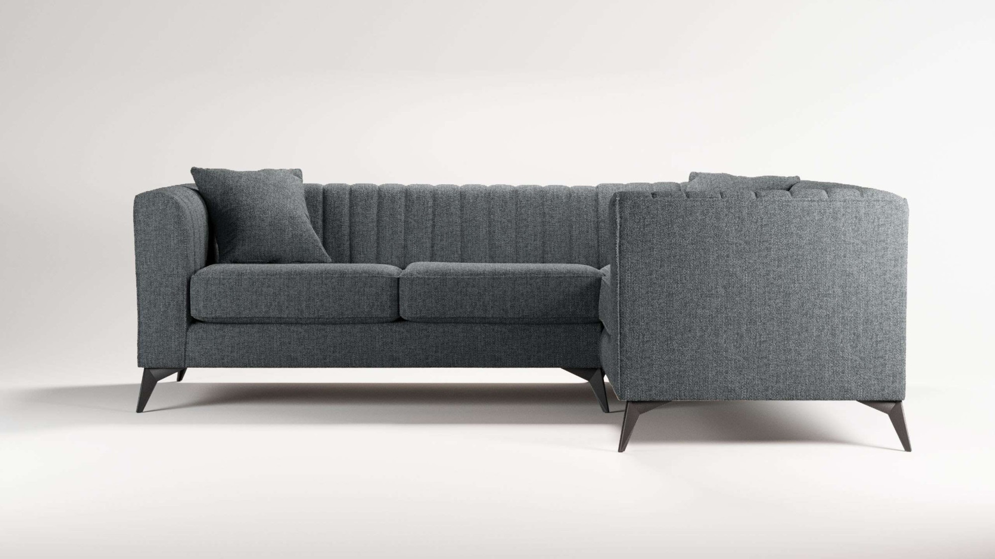 Places of Style Ecksofa »MATTHEW L-Form ideal für kleine Räume, Masse B/T/H: 240/167/74 cm«, elegantes Designsofa, Steppung im Rücken, incl. Zierkissen