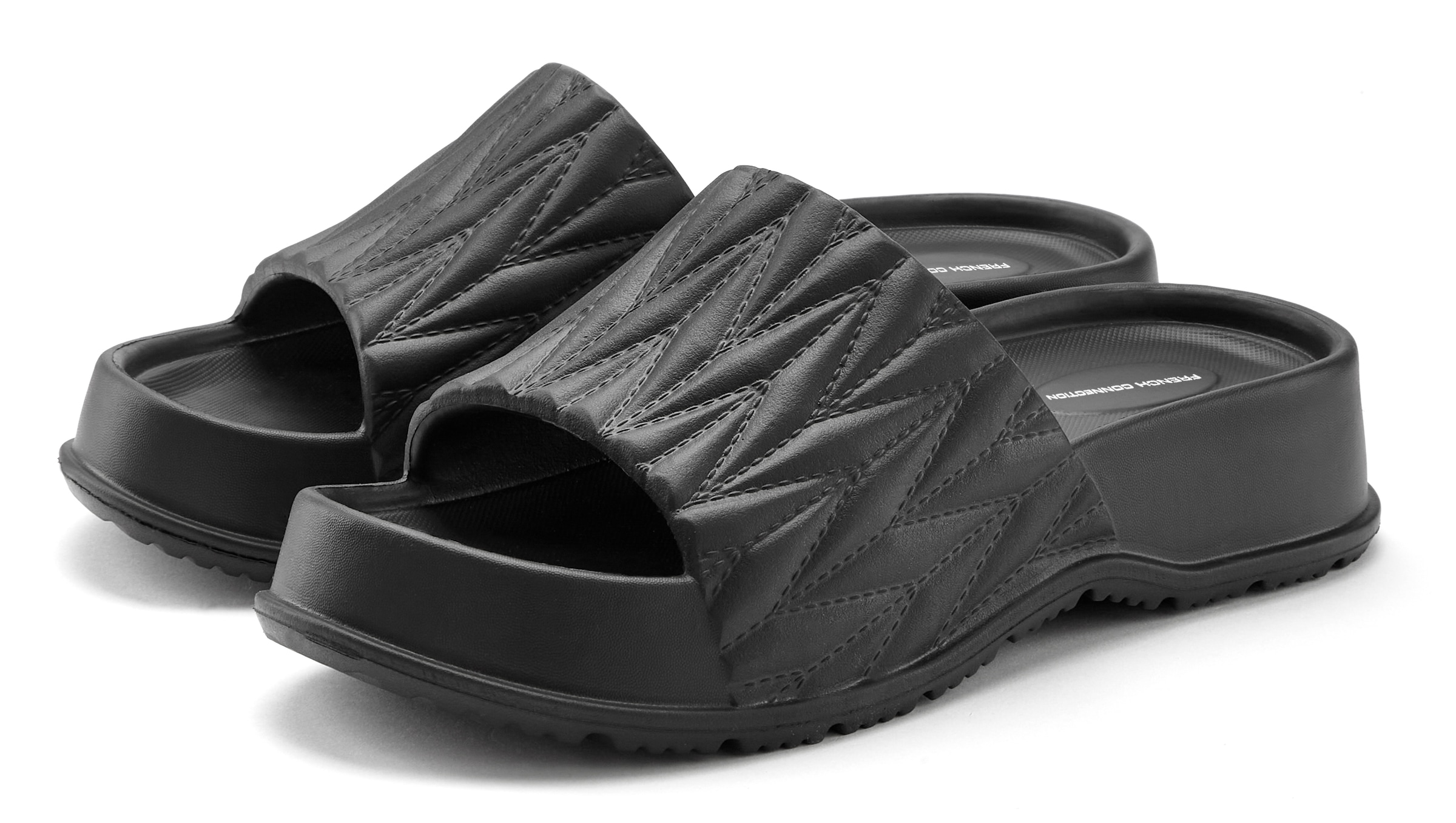 Image of French Connection Badepantolette "Badeschlappe, Badelatsche, Mule, Sandale, offener Schuh, Sommerschuhe" Pantolette aus wasserabweisendem Material mit Plateausohle