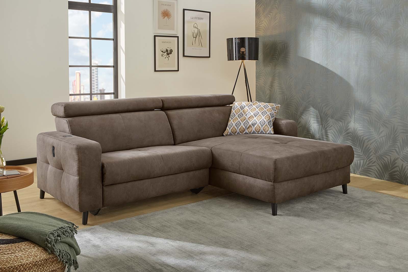 Image of Jockenhöfer Gruppe Ecksofa "Doppio L-Form, B: 247 cm, mit elektr. Relaxfunktion und" Kopfteilverstellung, USB-Anschluss, induktive Ladestation & Zierkissen