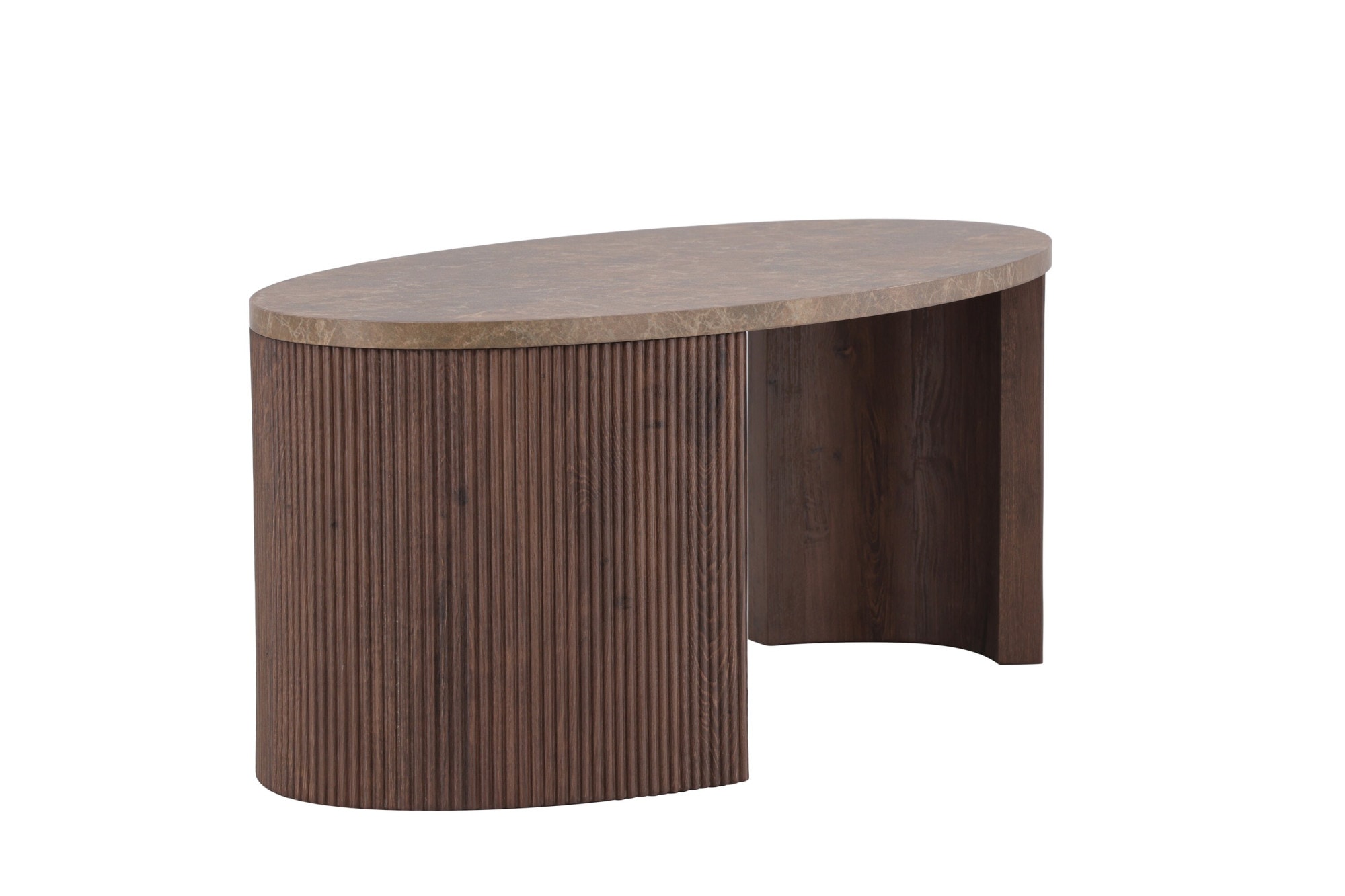 Venture Home Couchtisch »Bristol, ovaler Couchtisch 120 × 60 cm in Mocca mit grauer Steinoptik« Sofatisch, MDF, 3D-Papier, oval, kontrastreich, raffiniert