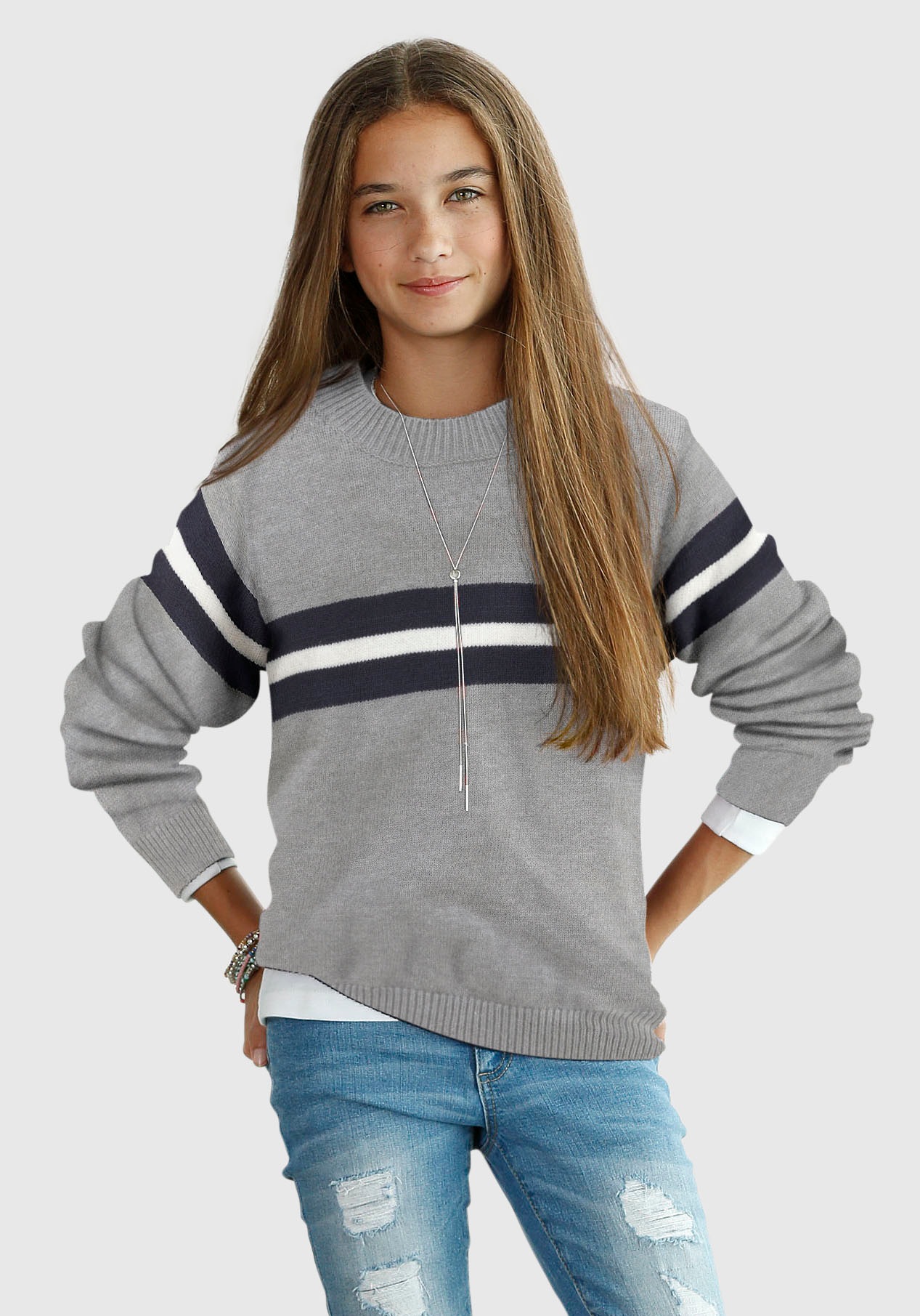 Image of KIDSWORLD Strickpullover, mit eingestrickten Streifen bei Ackermann Versand Schweiz