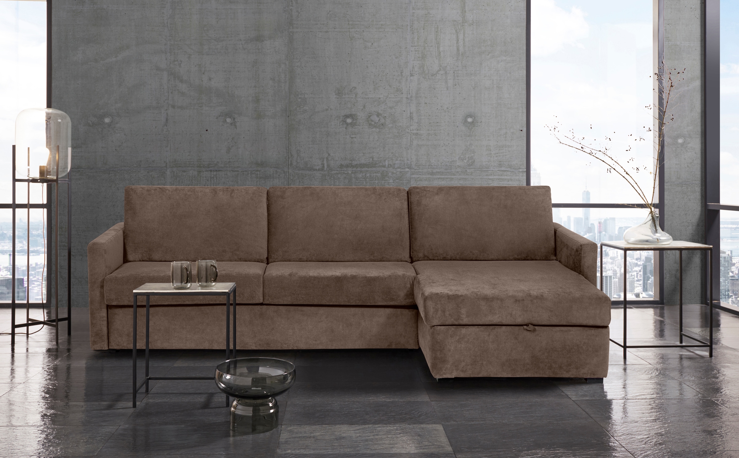 Places of Style Schlafsofa »GOLDPOINT Ecksofa 264 cm, Liegefläche (140/200cm), L-Form,«, Bettfunktion, Bonell-Federkernmatratze und Dauerschläfer-Funktion