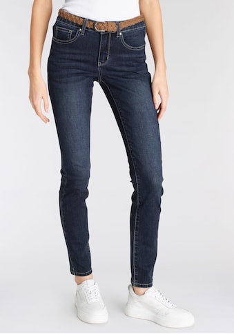 Slim-fit-Jeans, (Set, 2 tlg., mit Gürtel)