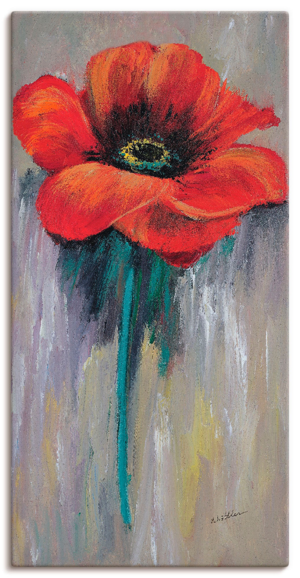 Image of Artland Leinwandbild "Roter Mohn II" Blumen 1 Stk. tlg. auf Holzrahmen gespannt