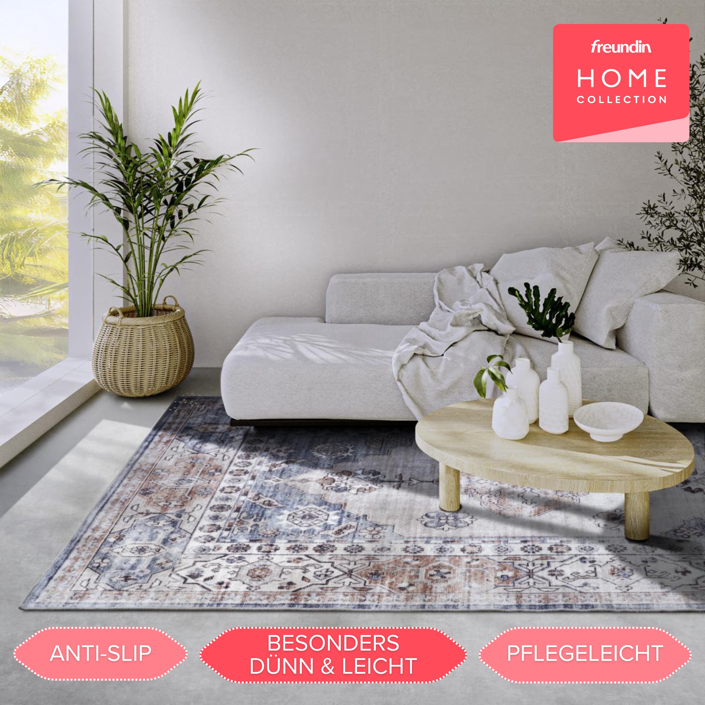 HANSE Home Teppich »Meridiem«, rechteckig, 5 mm Höhe, Kurzflor, Anti Rutsch, Orient, Vintage, Klassisch, Wohnzimmer, Flur
