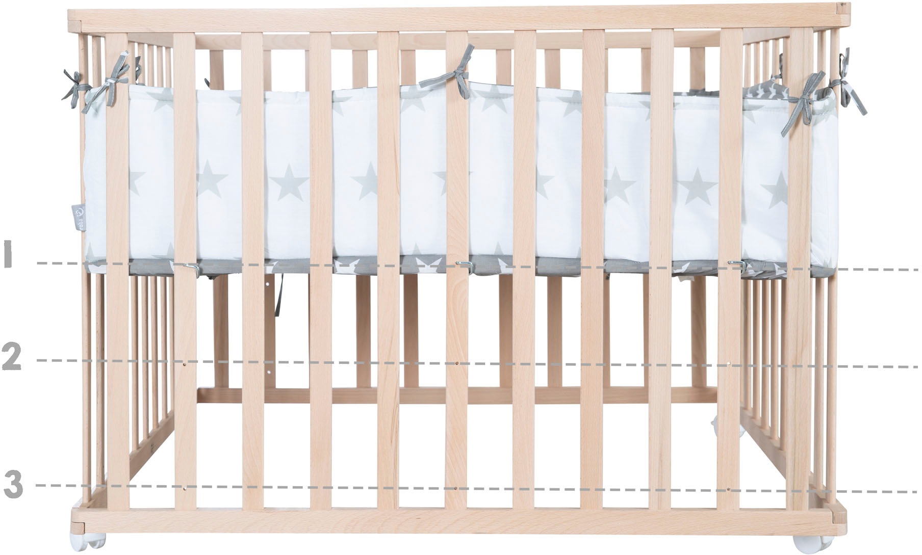 roba® Laufgitter »Little Stars, 100x100 cm, natur«, bis 15 kg, mit Stoffeinlage und Nestchen; höhenverstellbar