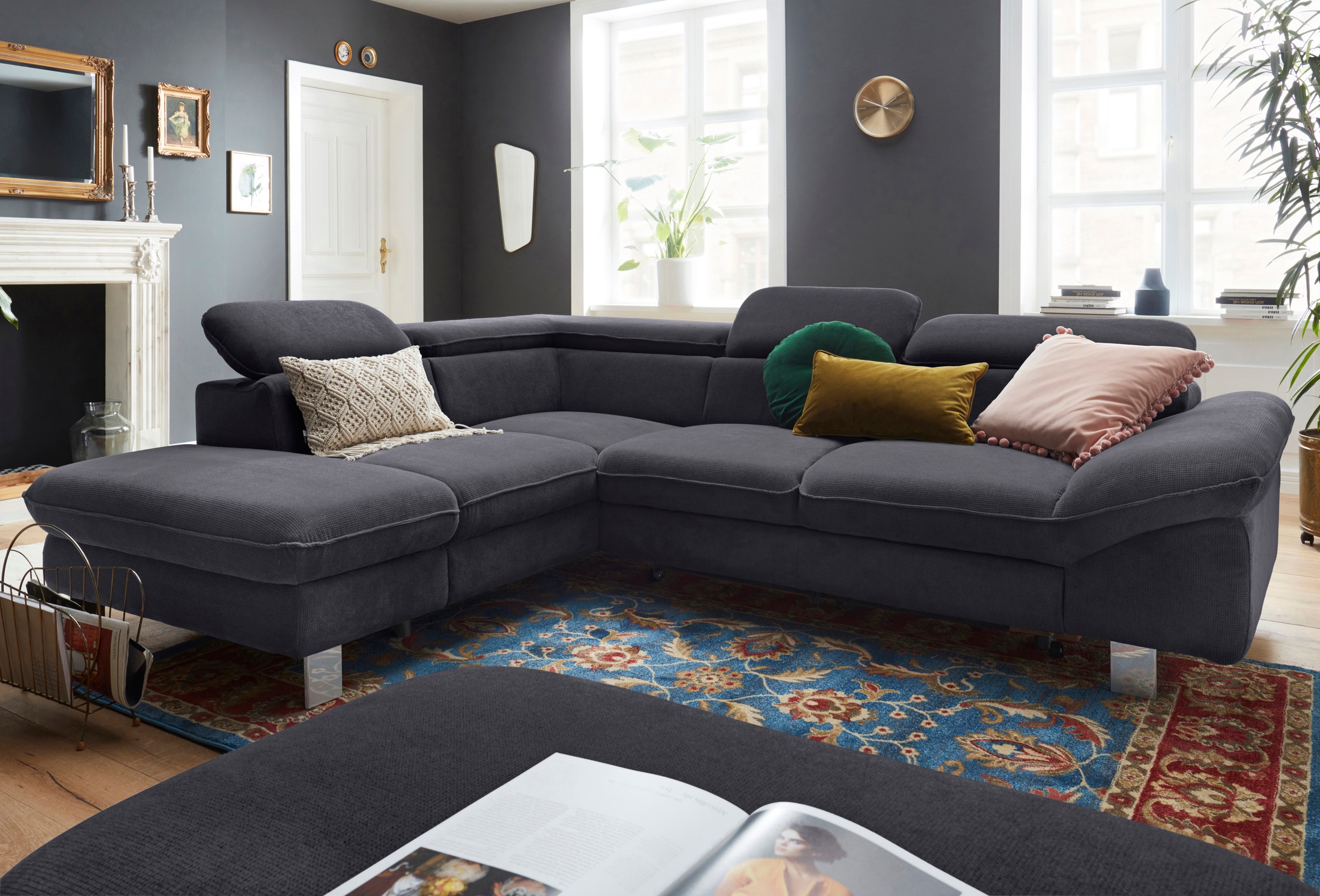 COTTA Polstergarnitur »Driver L-Form«, (Set, 2 tlg.), Set bestehend aus: Ecksofa mit Kopfteilverstellung & Hocker