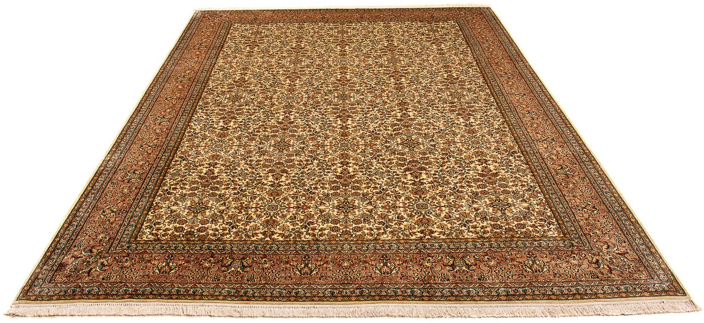 Image of morgenland Seidenteppich »Seidenteppich - Kaschmir Seide - 353 x 253 cm - hellbraun«, rechteckig, 4 mm Höhe, Wohnzimmer, Handgeknüpft, Einzelstück mit Zertifikat bei Ackermann Versand Schweiz
