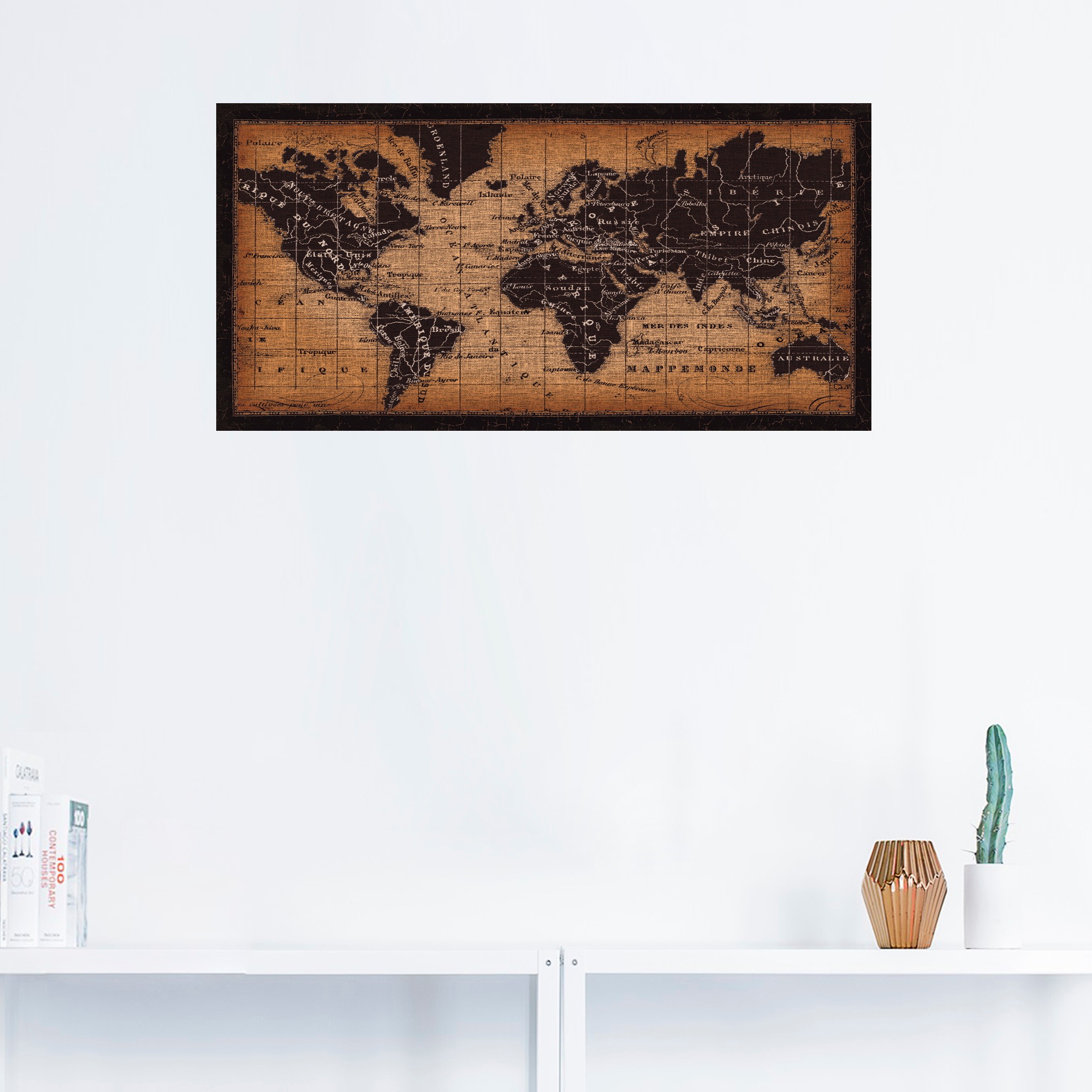 Artland Wandbild »Alte Weltkarte«, Landkarten, (1 St.), als Leinwandbild, Poster, Wandaufkleber in verschied. Grössen
