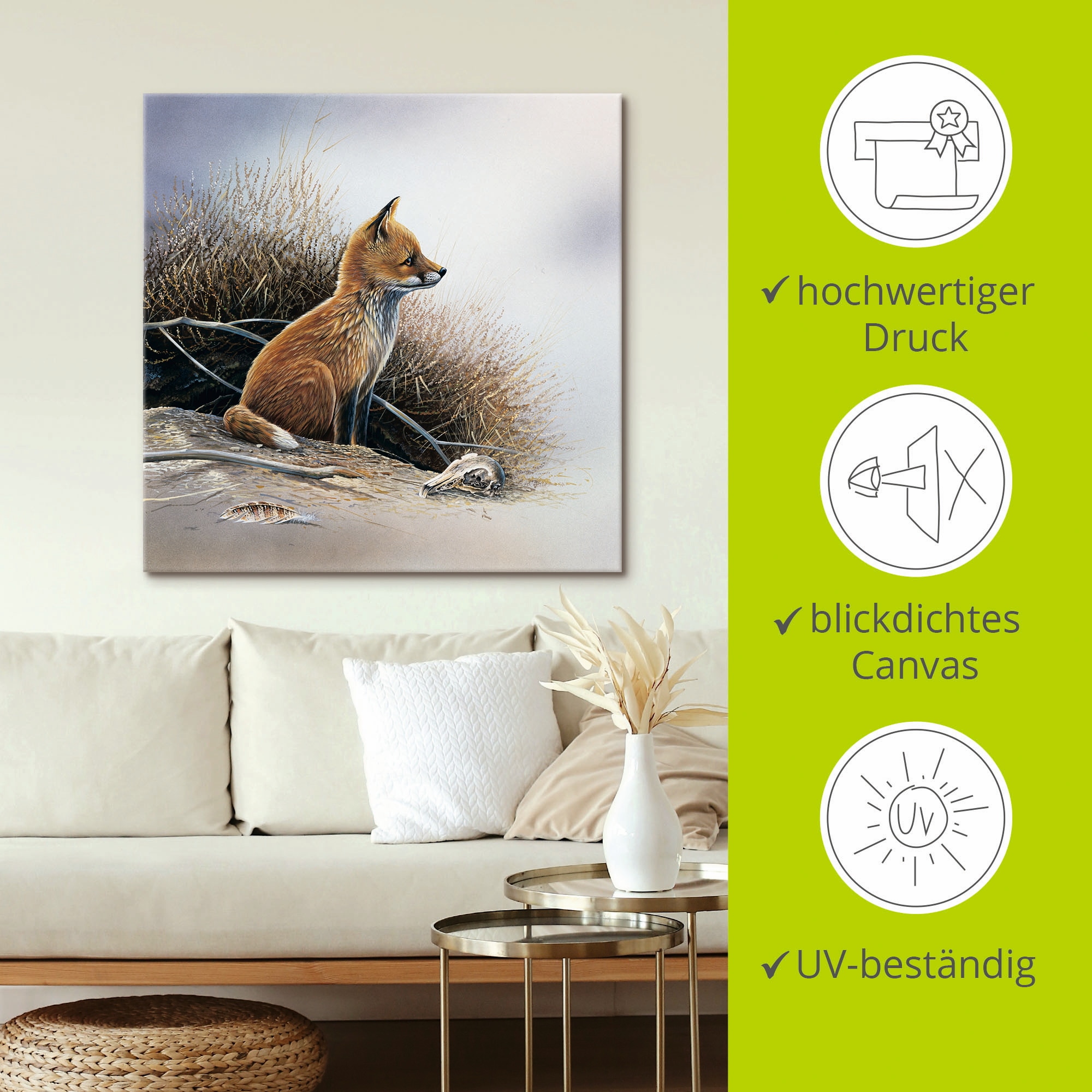 Artland Tableau sur toile »Kleiner Fuchs« 1 cuis tlg. auf Holzrahmen gespannt