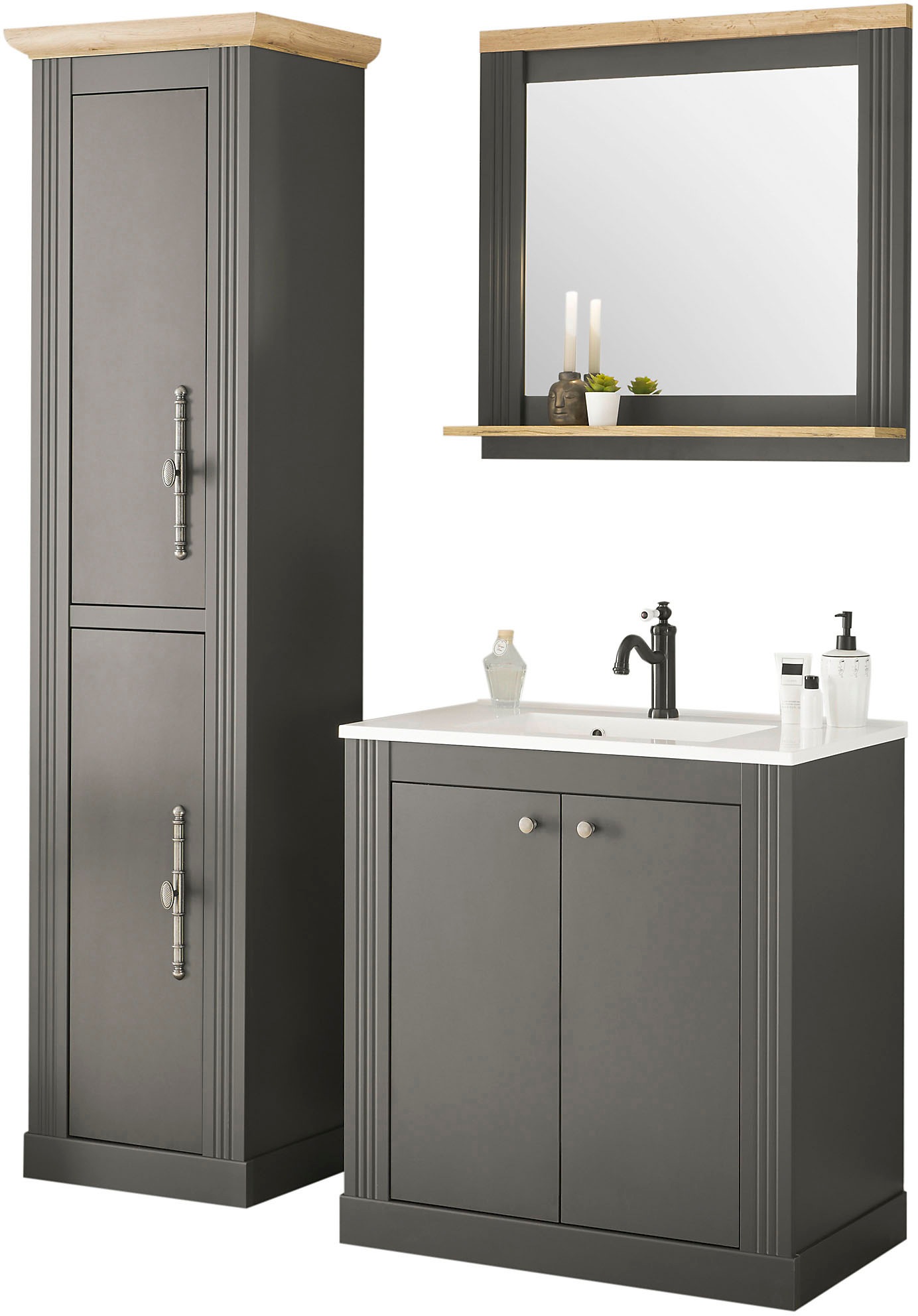 Image of GOODproduct Badmöbel-Set "WESTMINSTER, Bad im Landhausstil, 3-teiliges Badezimmer" 3 Stk. tlg.